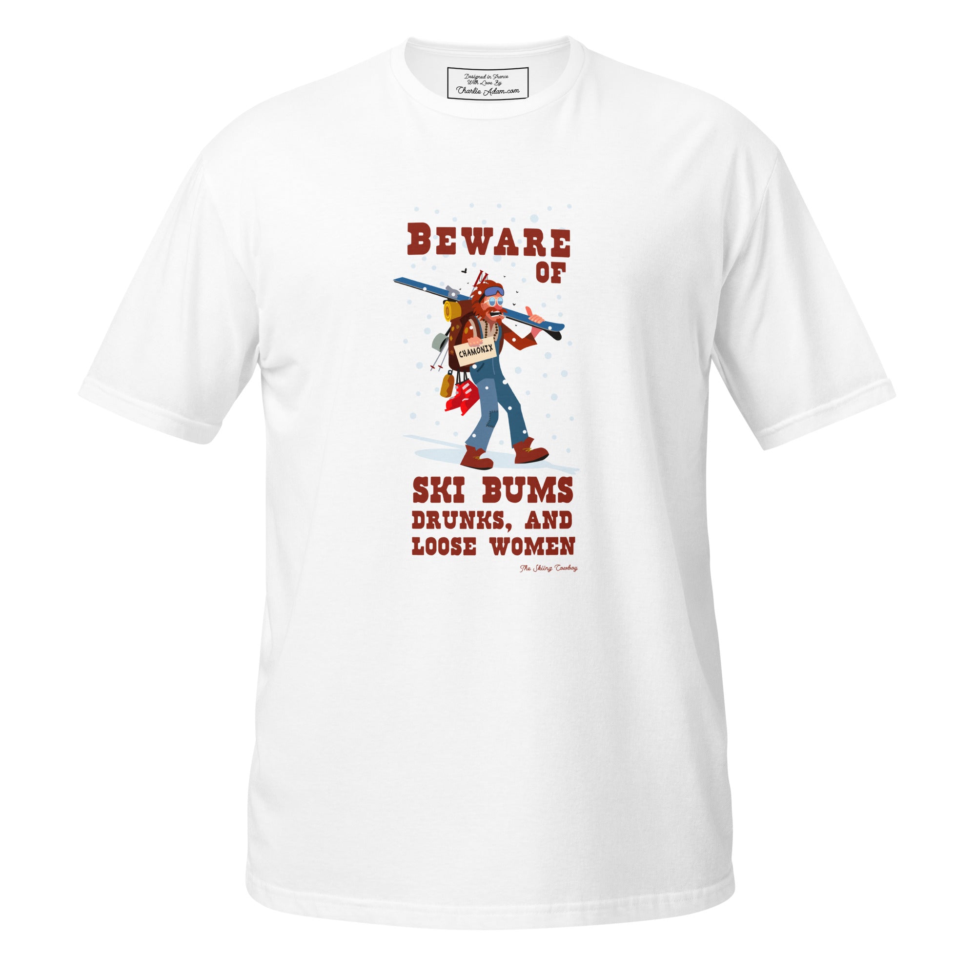 T-shirt softstyle en coton Beware of ski bums, drunks and loose women