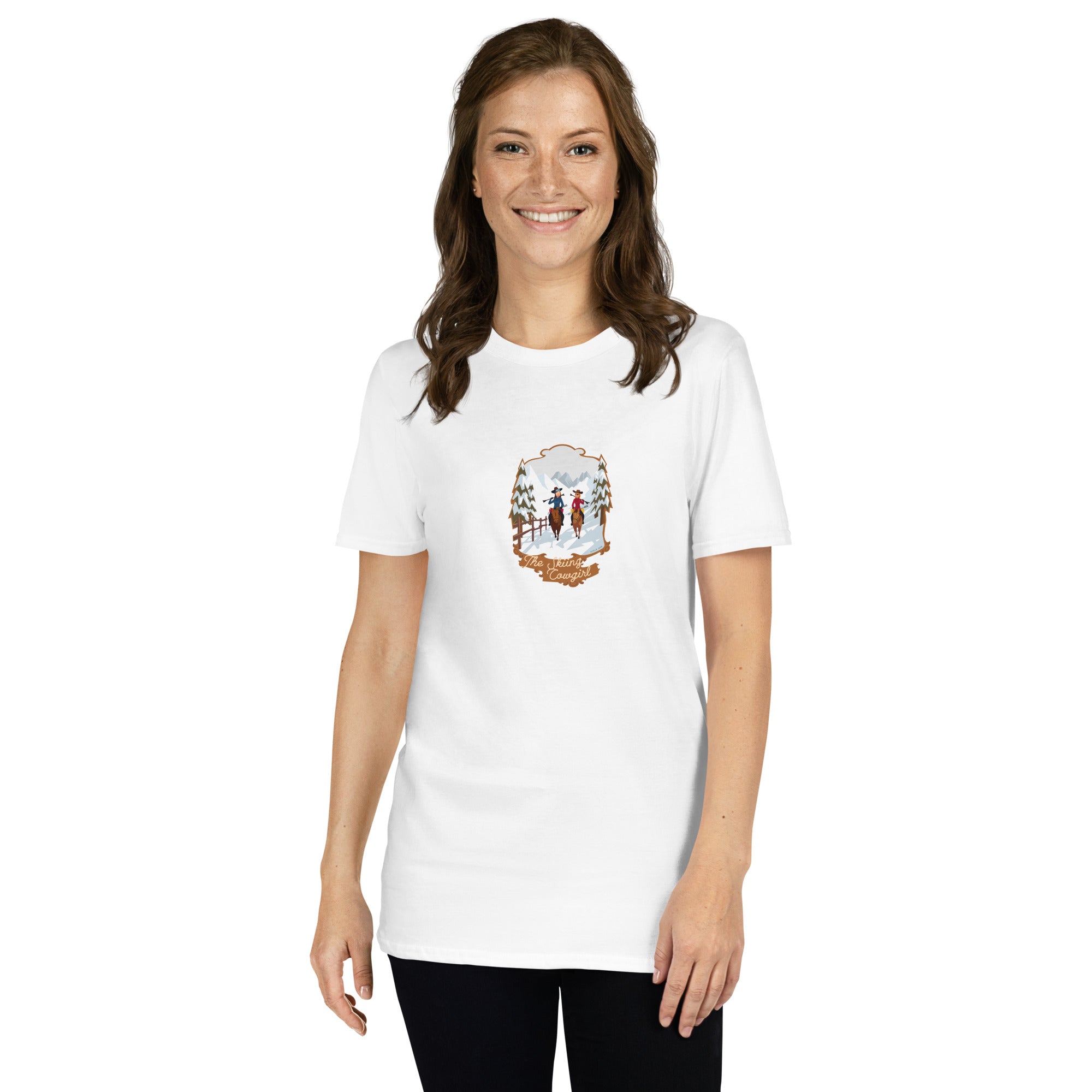 T-shirt softstyle en coton The Skiing Cowgirl (face & dos)