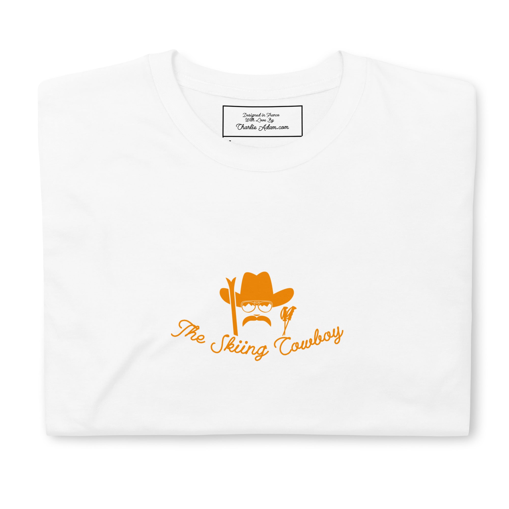 T-shirt softstyle en coton Skiing Cowboy (face) & Ski Fight at OK Corral Outline (dos)
