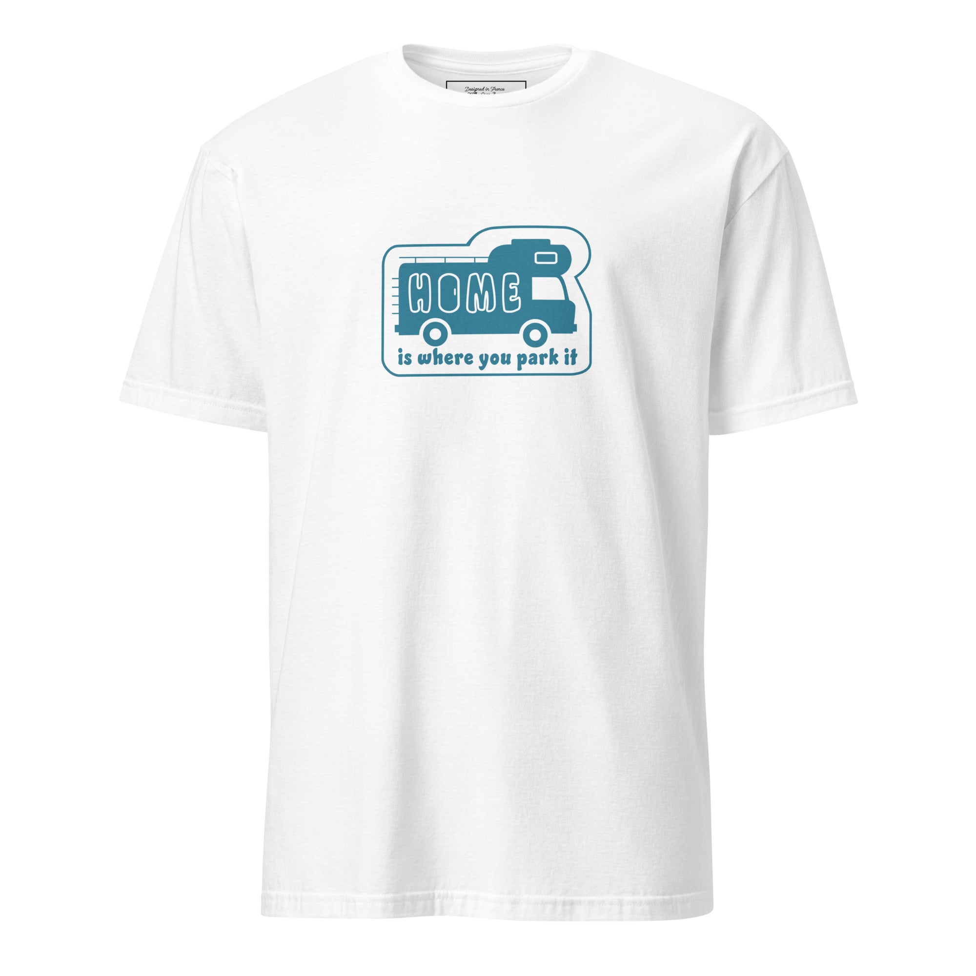 Softstyle Cotton T-Shirt Blue Camper Van Home is where you park it