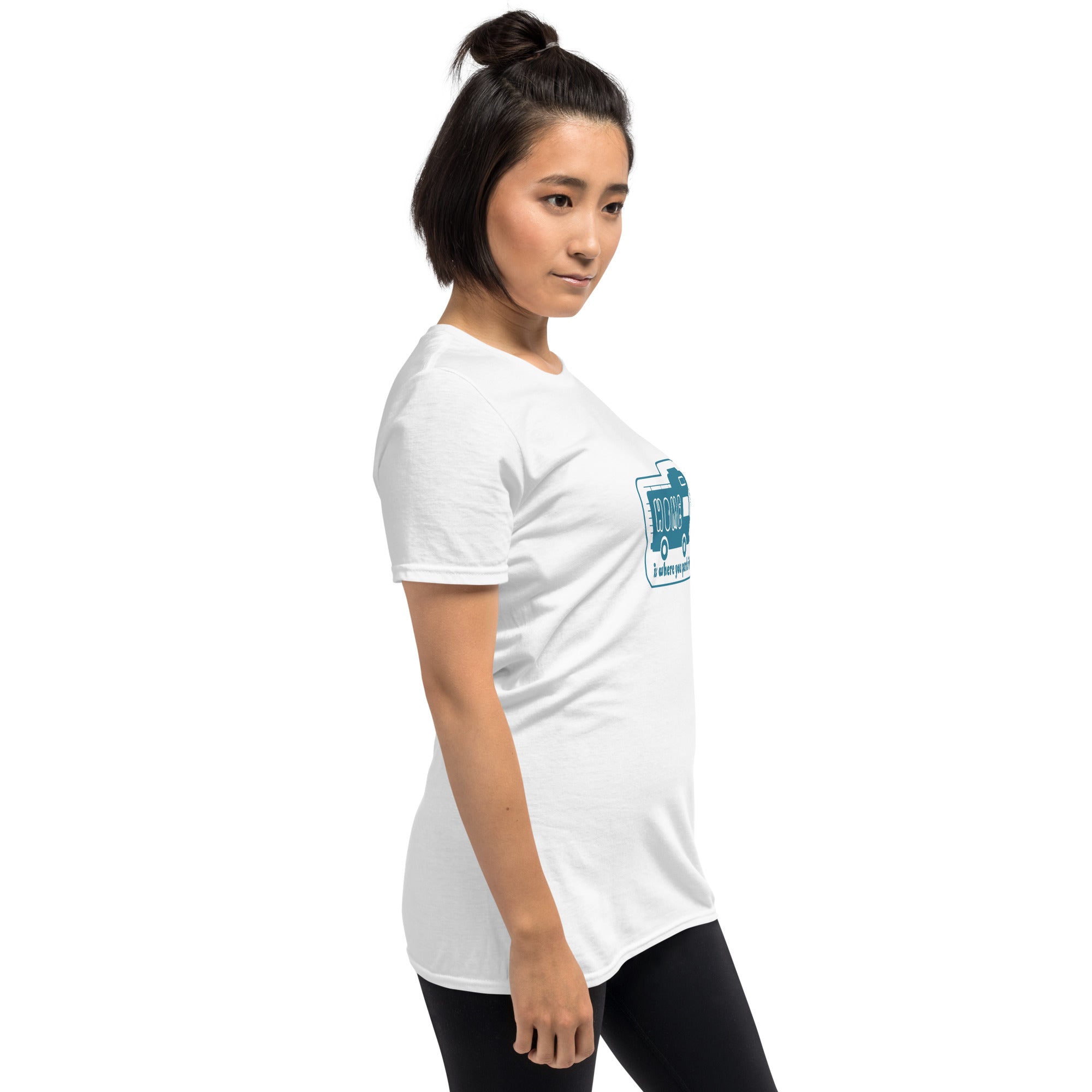 Softstyle Cotton T-Shirt Blue Camper Van Home is where you park it