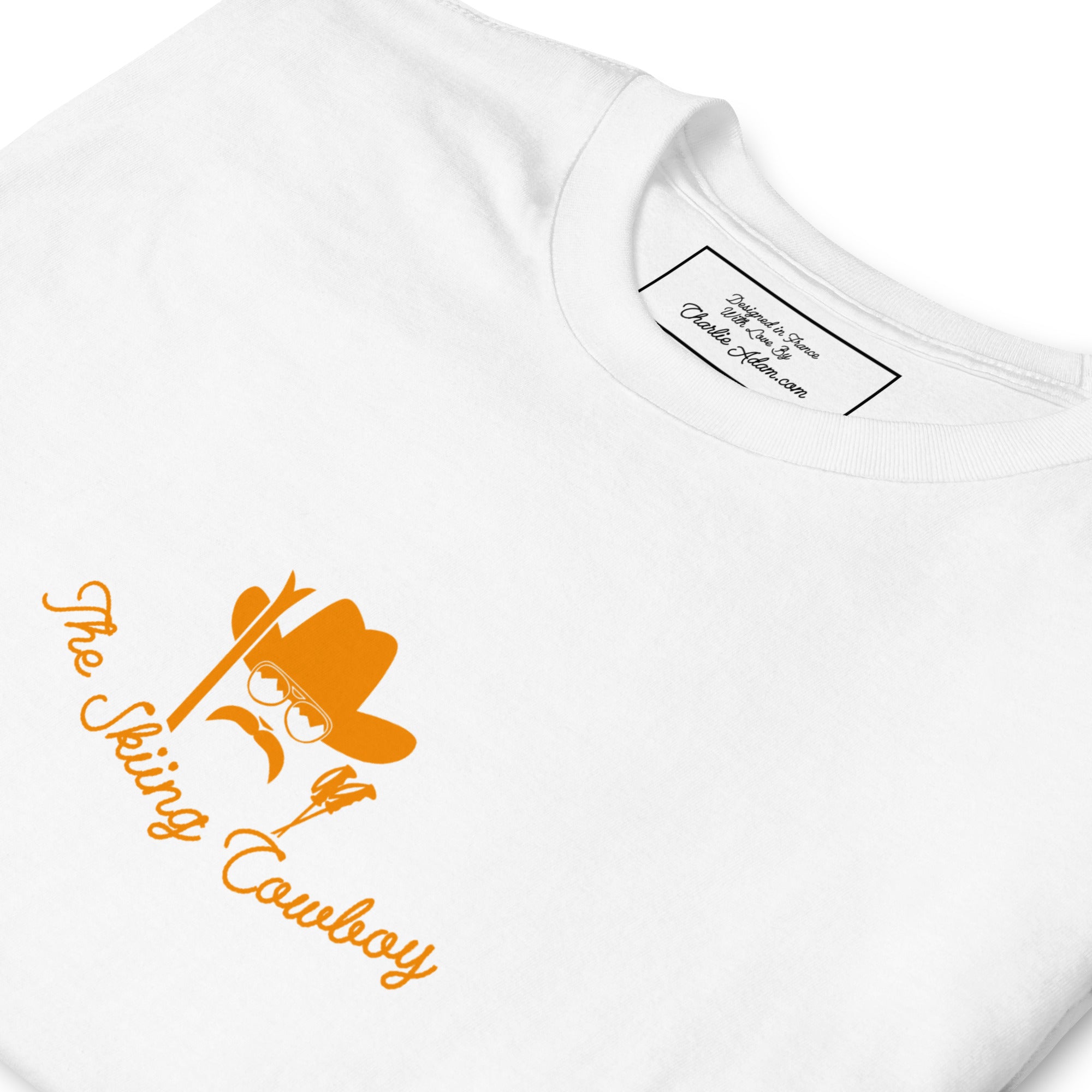 T-shirt softstyle en coton Skiing Cowboy (face) & Ski Fight at OK Corral Outline (dos)