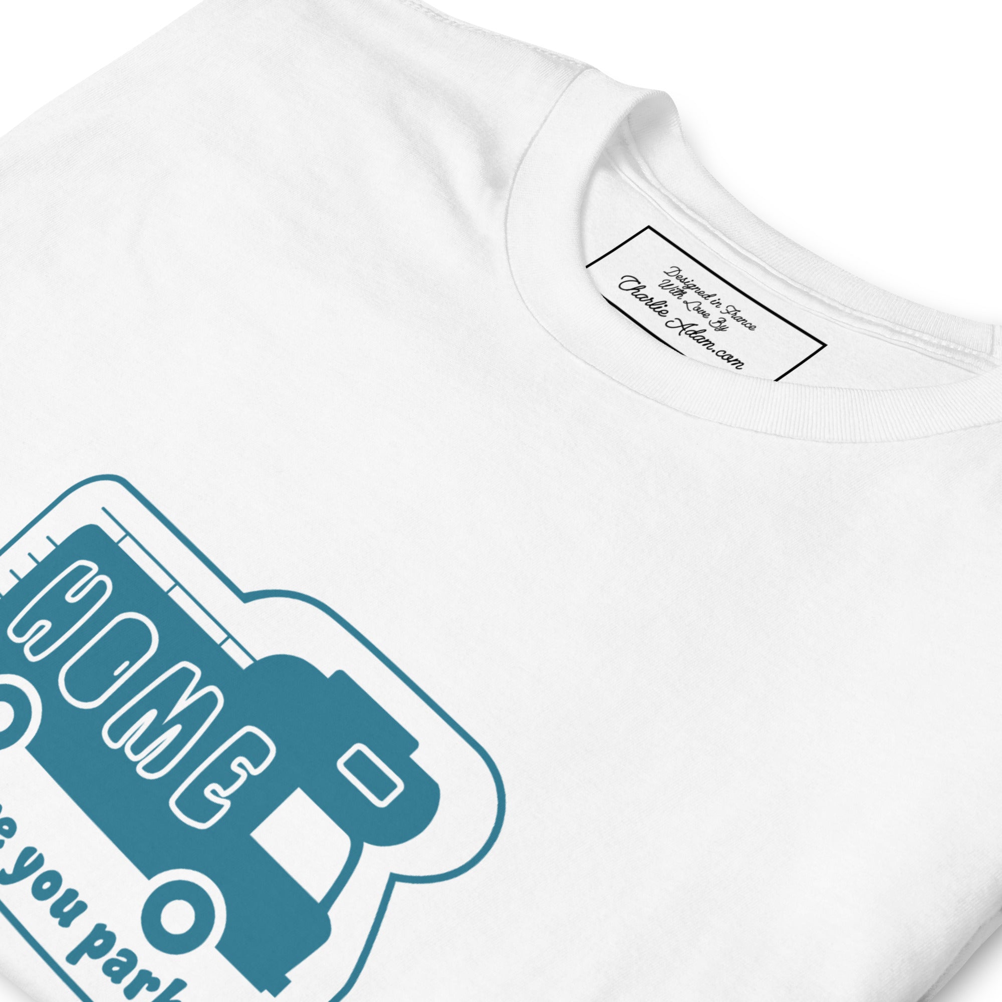 Softstyle Cotton T-Shirt Blue Camper Van Home is where you park it