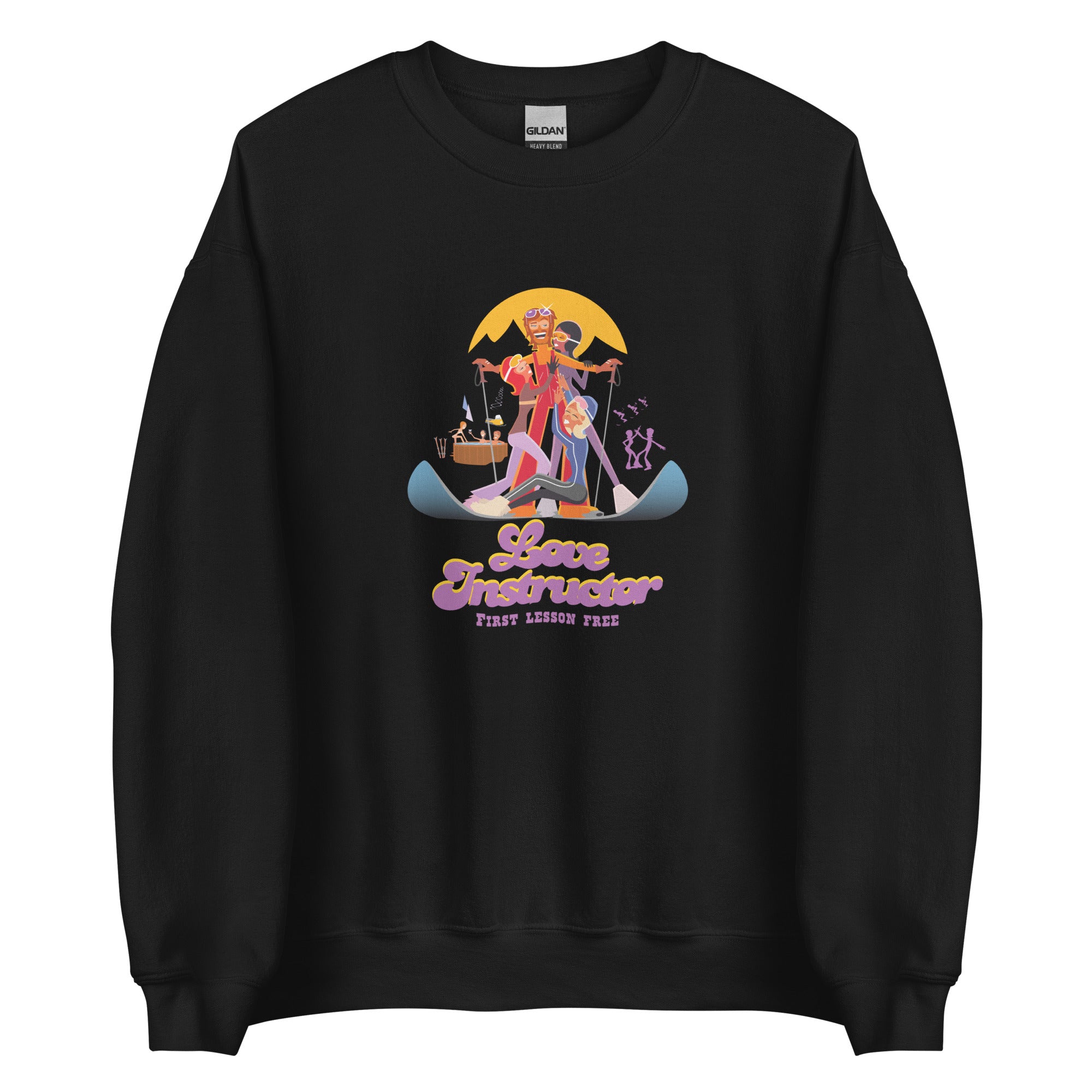 Sweat Unisexe à Col Rond Love Instructor First Lesson free sur couleurs foncées