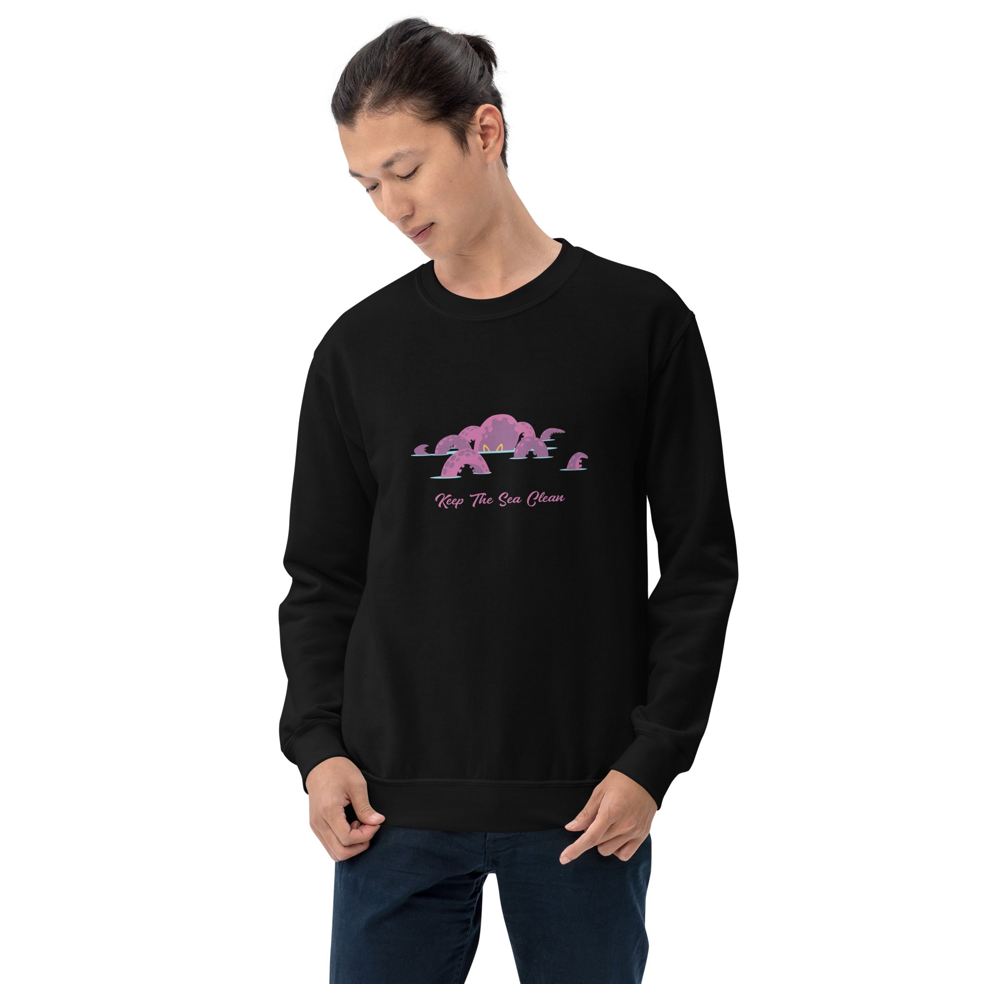 Sweat Unisexe à Col Rond Octopus Purple sur couleurs foncées
