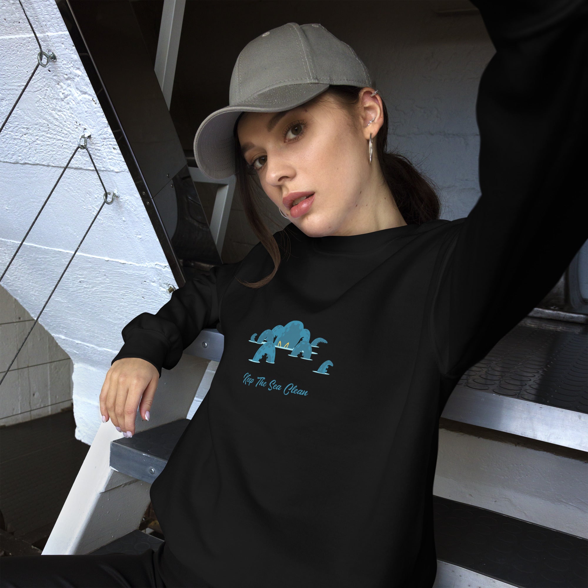 Unisex Sweatshirt Octopus Blue on dark colors