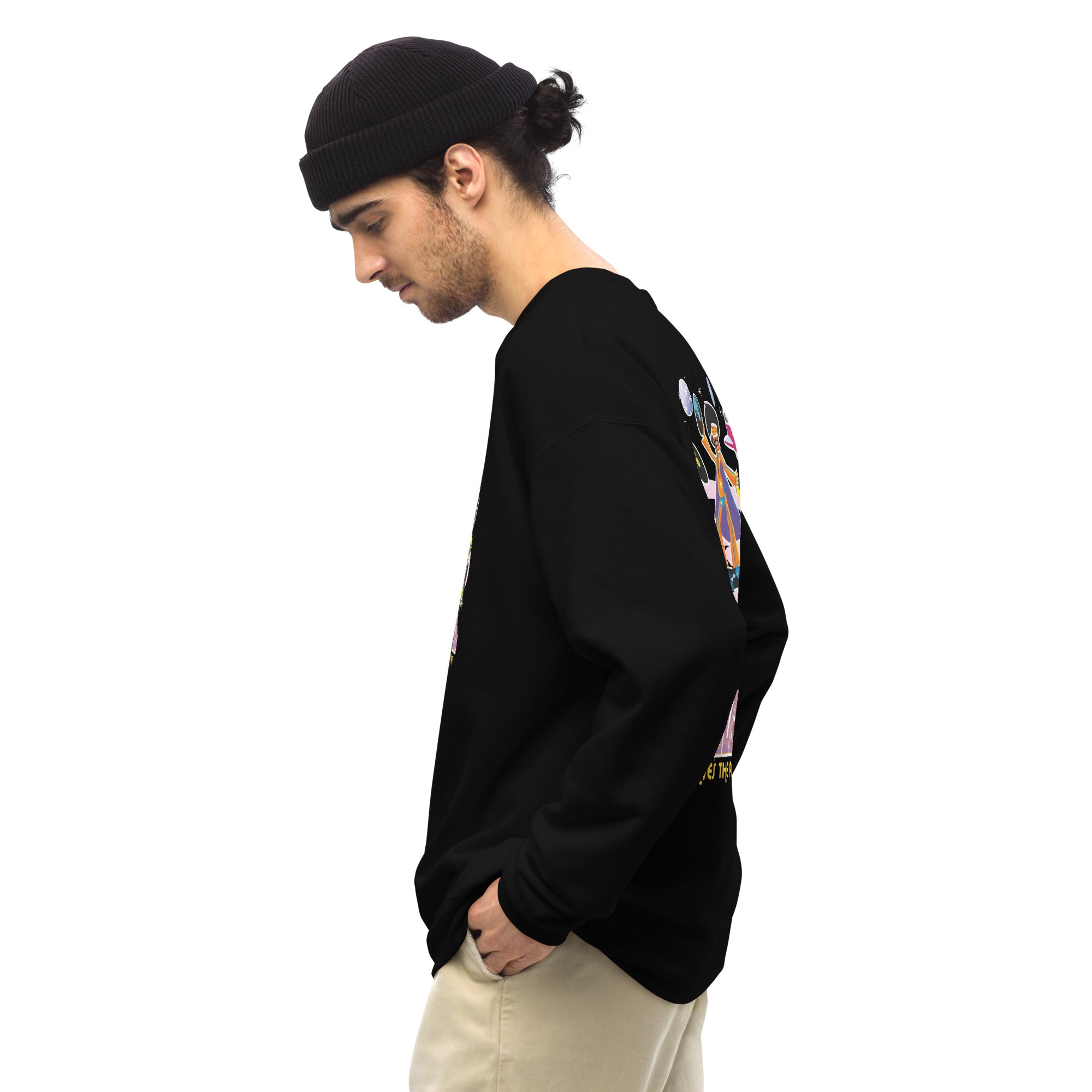 Sweat Unisexe à Col Rond Superboogieman sur couleurs foncées (face & dos)