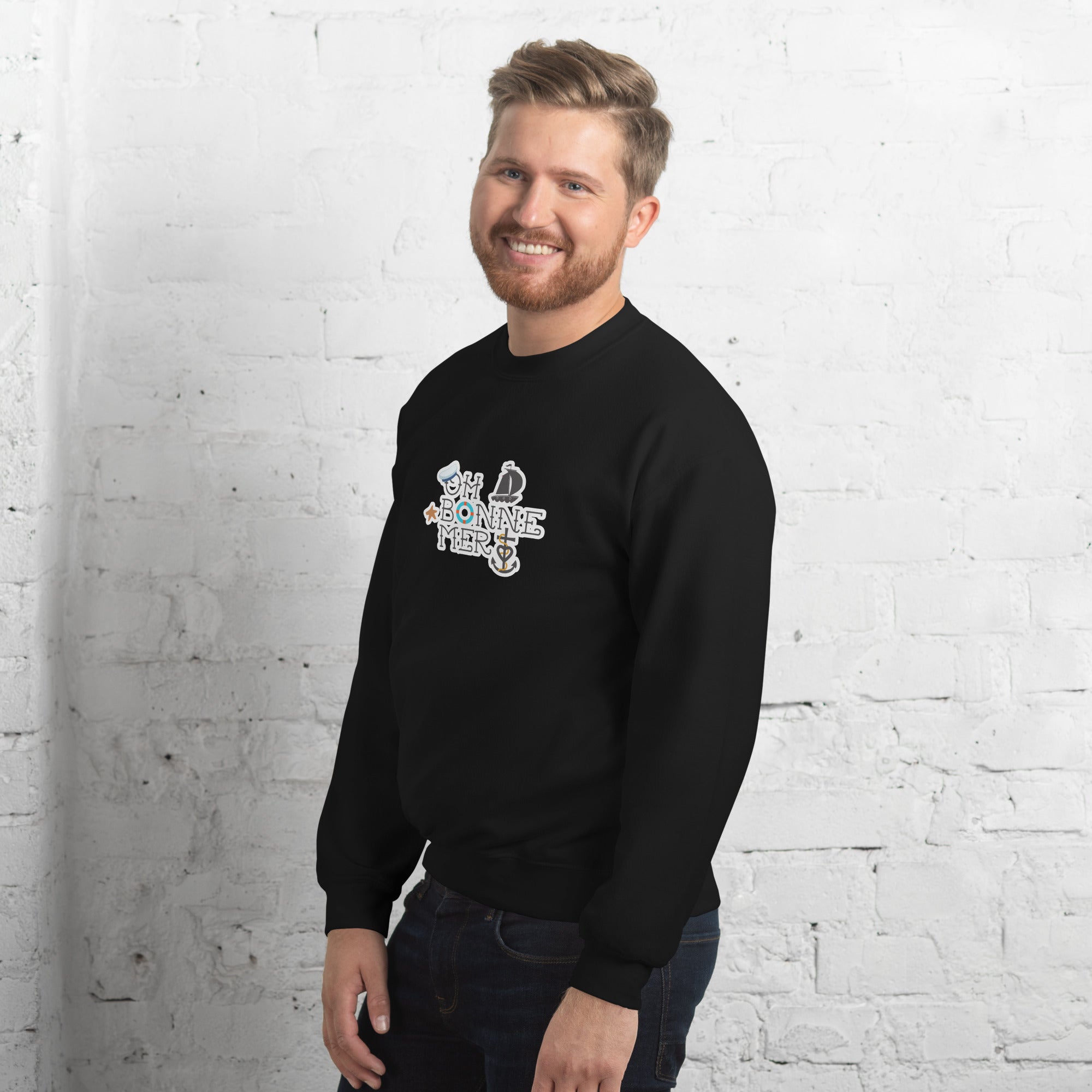 Sweat Unisexe à Col Rond Oh Bonne Mer 3 sur couleurs foncées