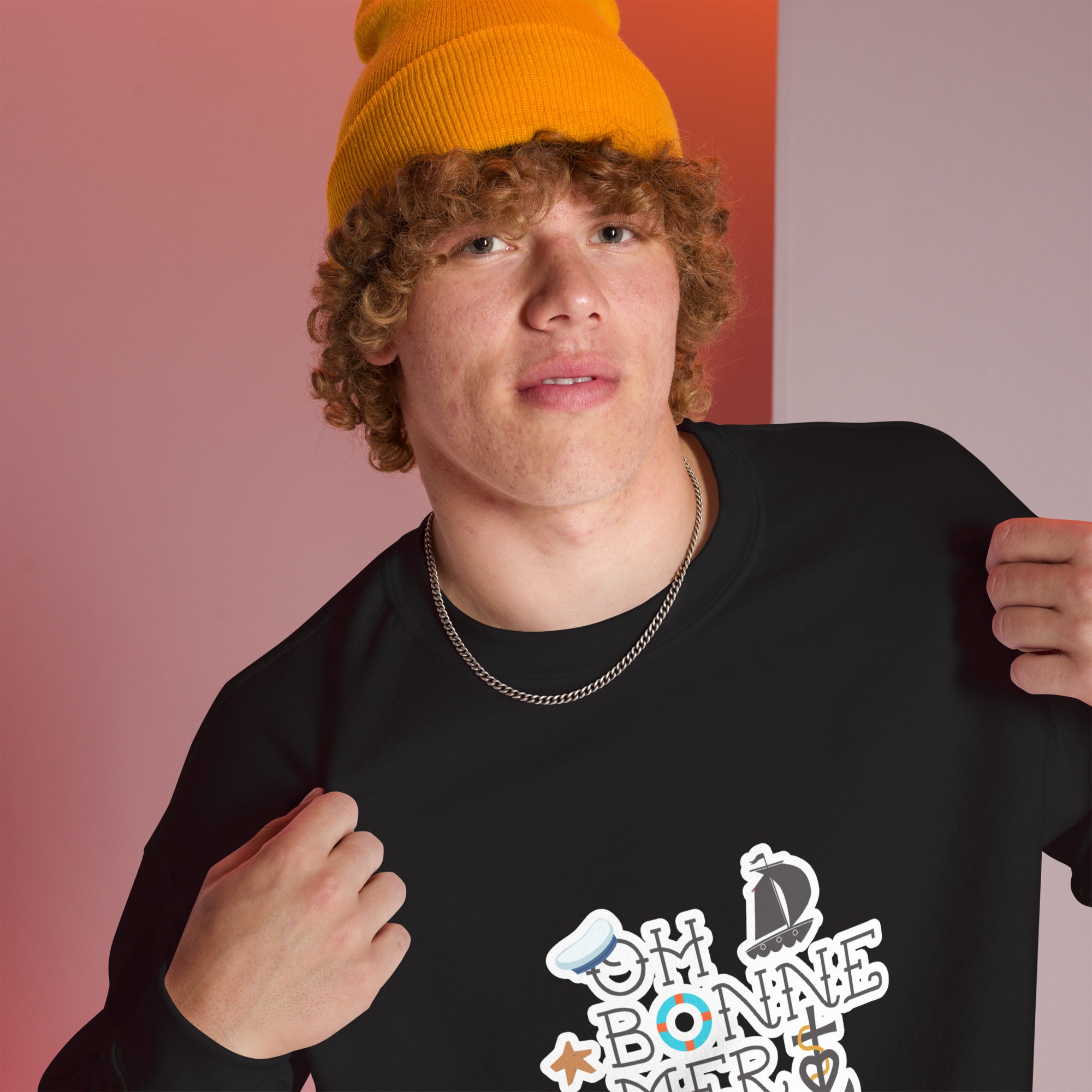 Sweat Unisexe à Col Rond Oh Bonne Mer 3 sur couleurs foncées