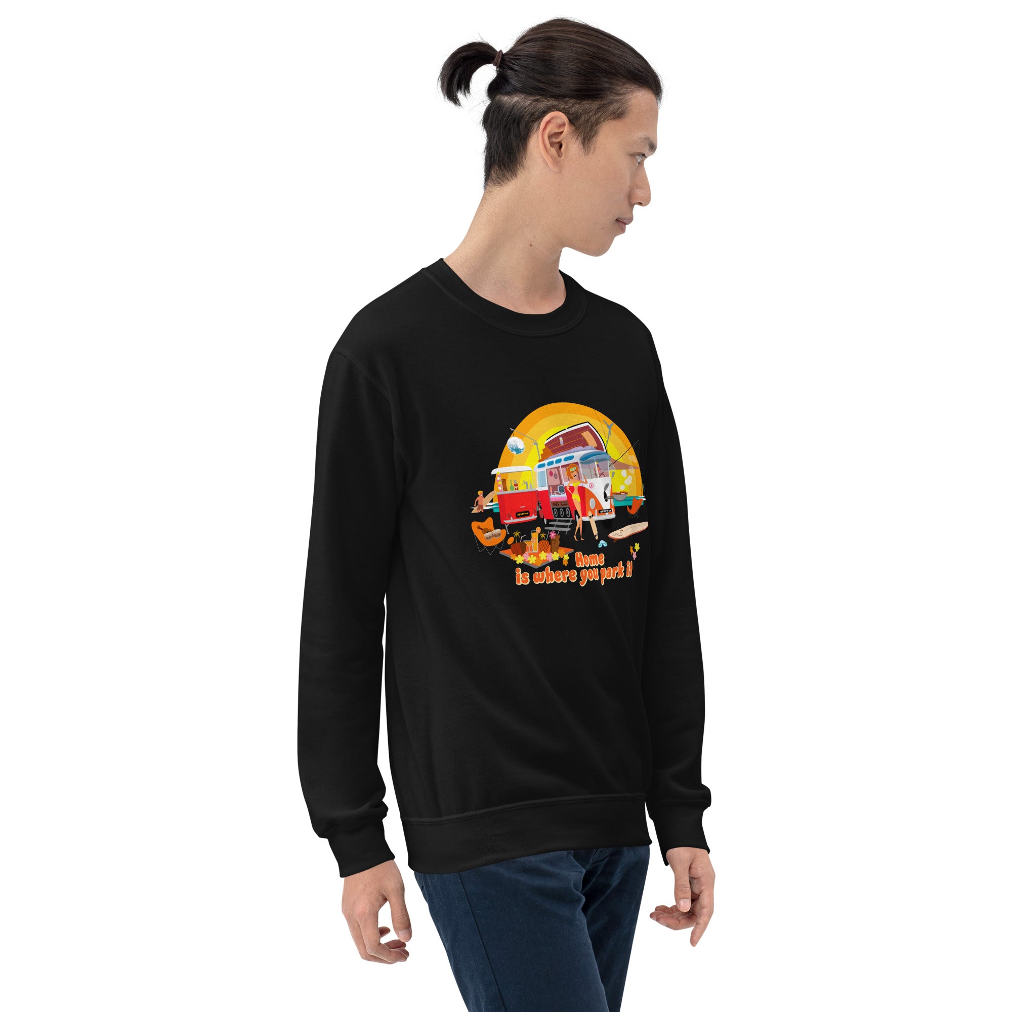 Sweat Unisexe à Col Rond Ultra Combi Home is where you park it sur couleurs foncées
