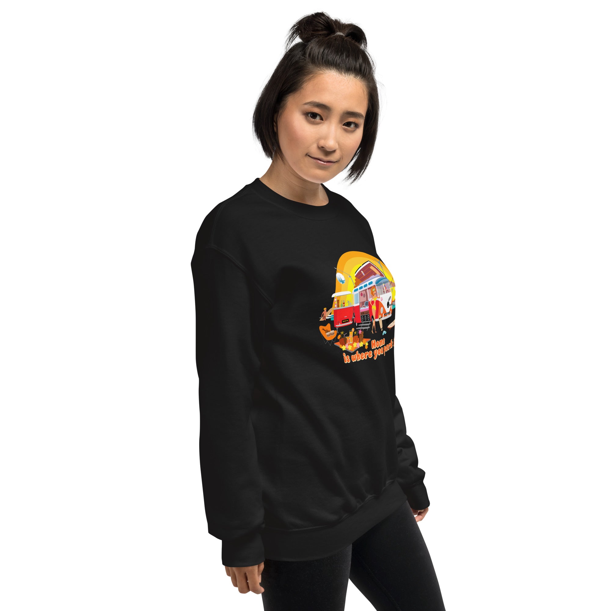 Sweat Unisexe à Col Rond Ultra Combi Home is where you park it sur couleurs foncées