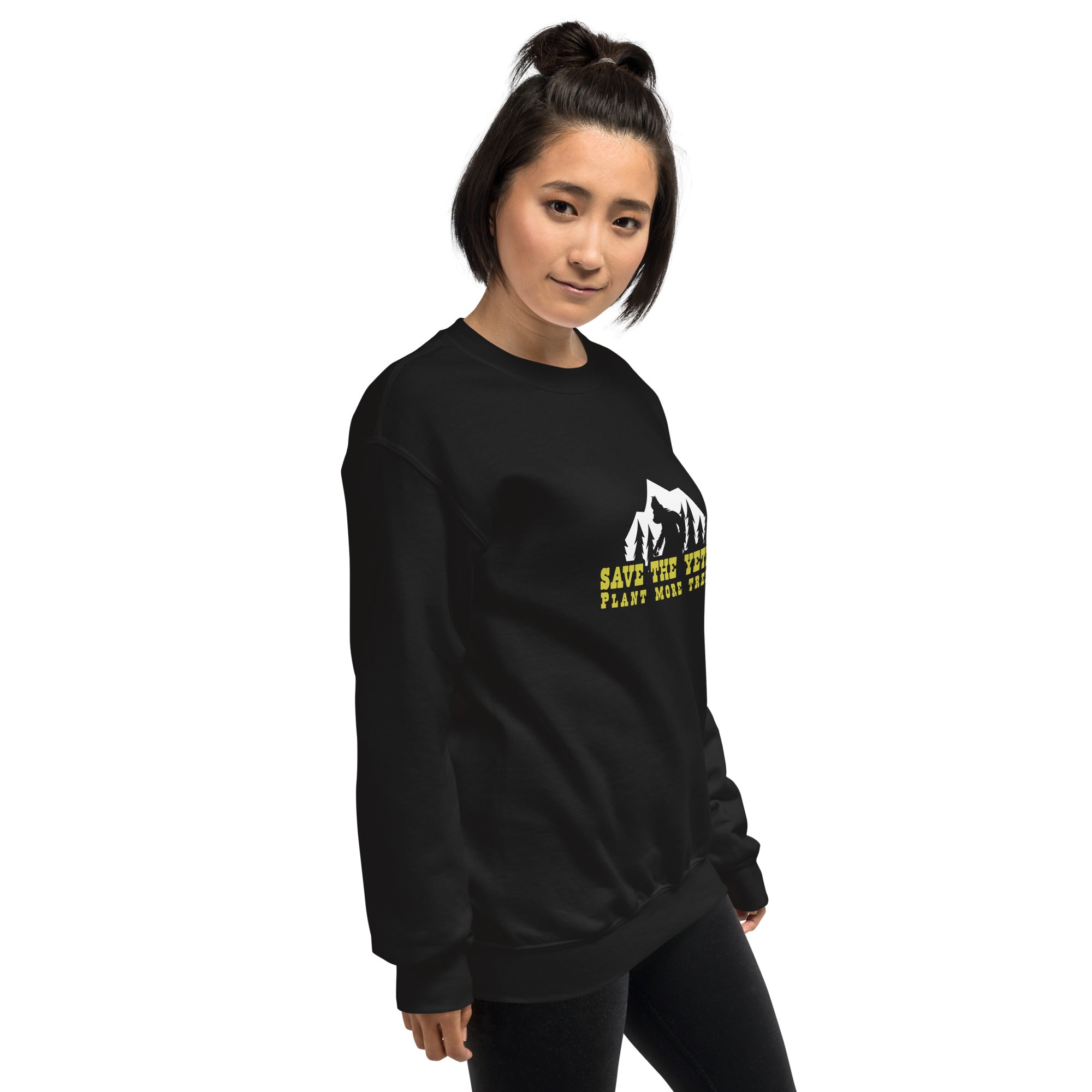 Unisex Sweatshirt Save the Yetis, Plant more Trees on dark colors