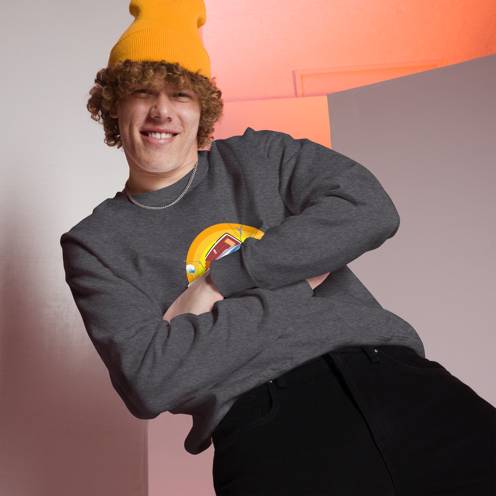 Sweat Unisexe à Col Rond Ultra Combi Home is where you park it sur couleurs foncées