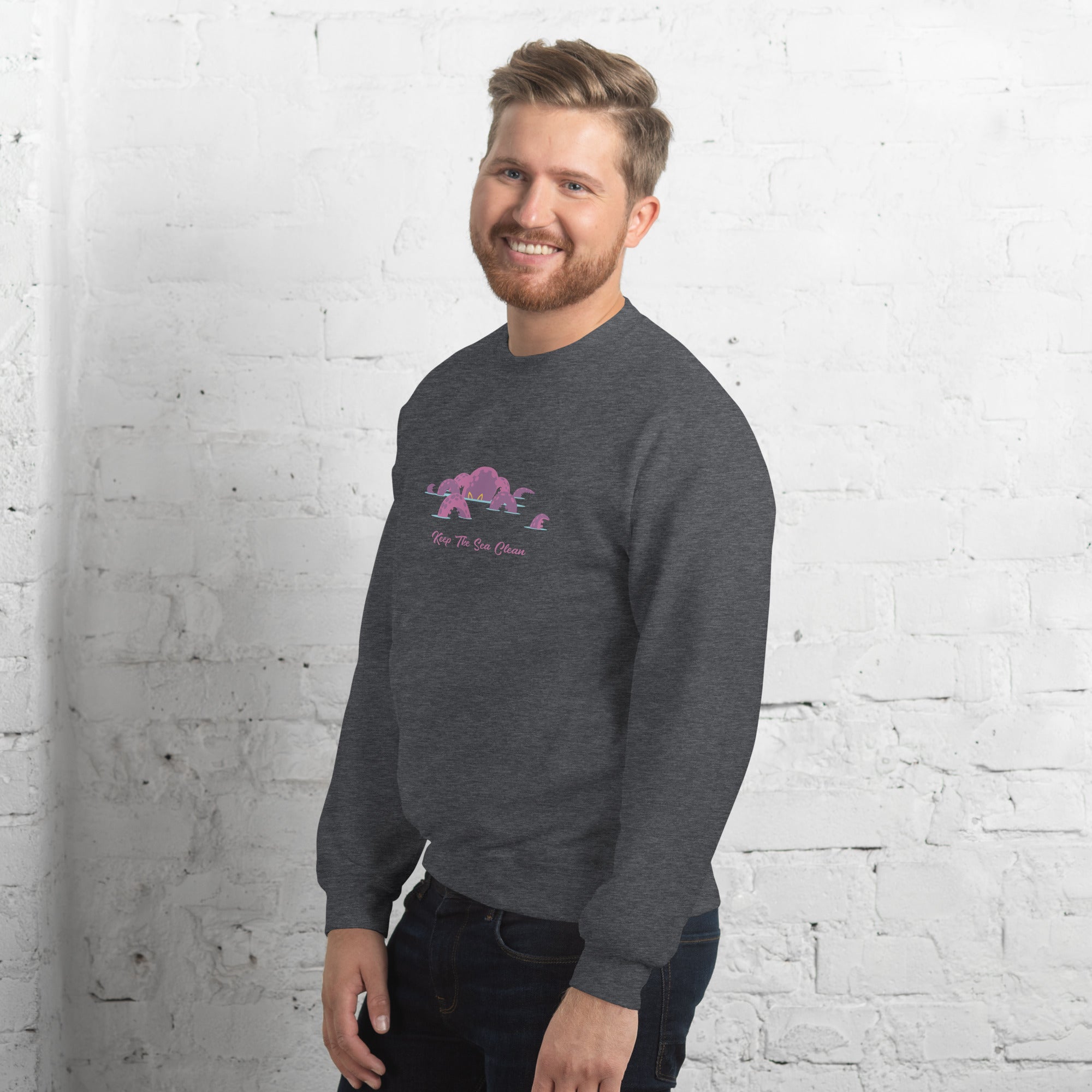 Sweat Unisexe à Col Rond Octopus Purple sur couleurs foncées