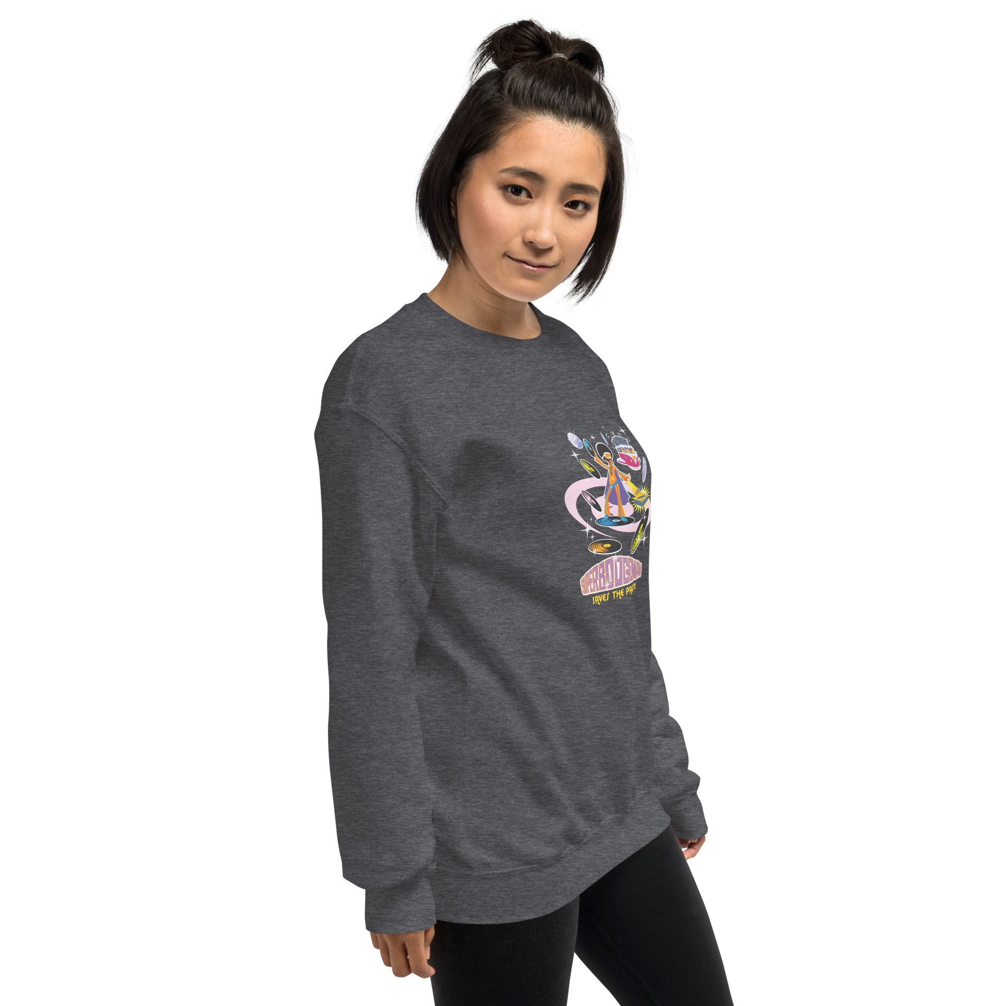 Sweat Unisexe à Col Rond Superboogieman sur couleurs foncées (face & dos)