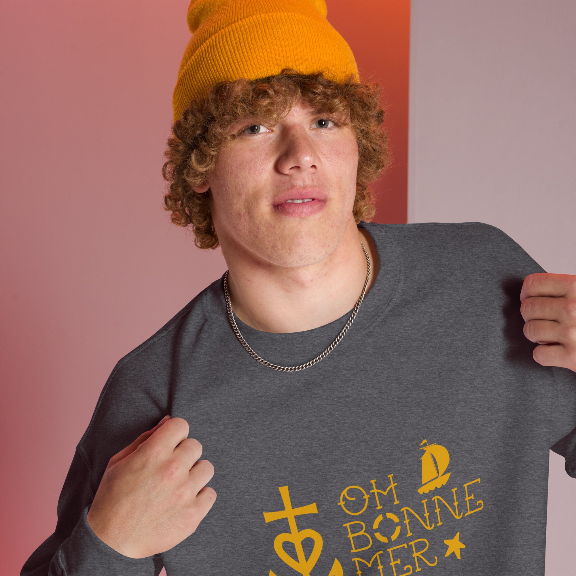 Sweat Unisexe à Col Rond Oh Bonne Mer 2 sur couleurs foncées