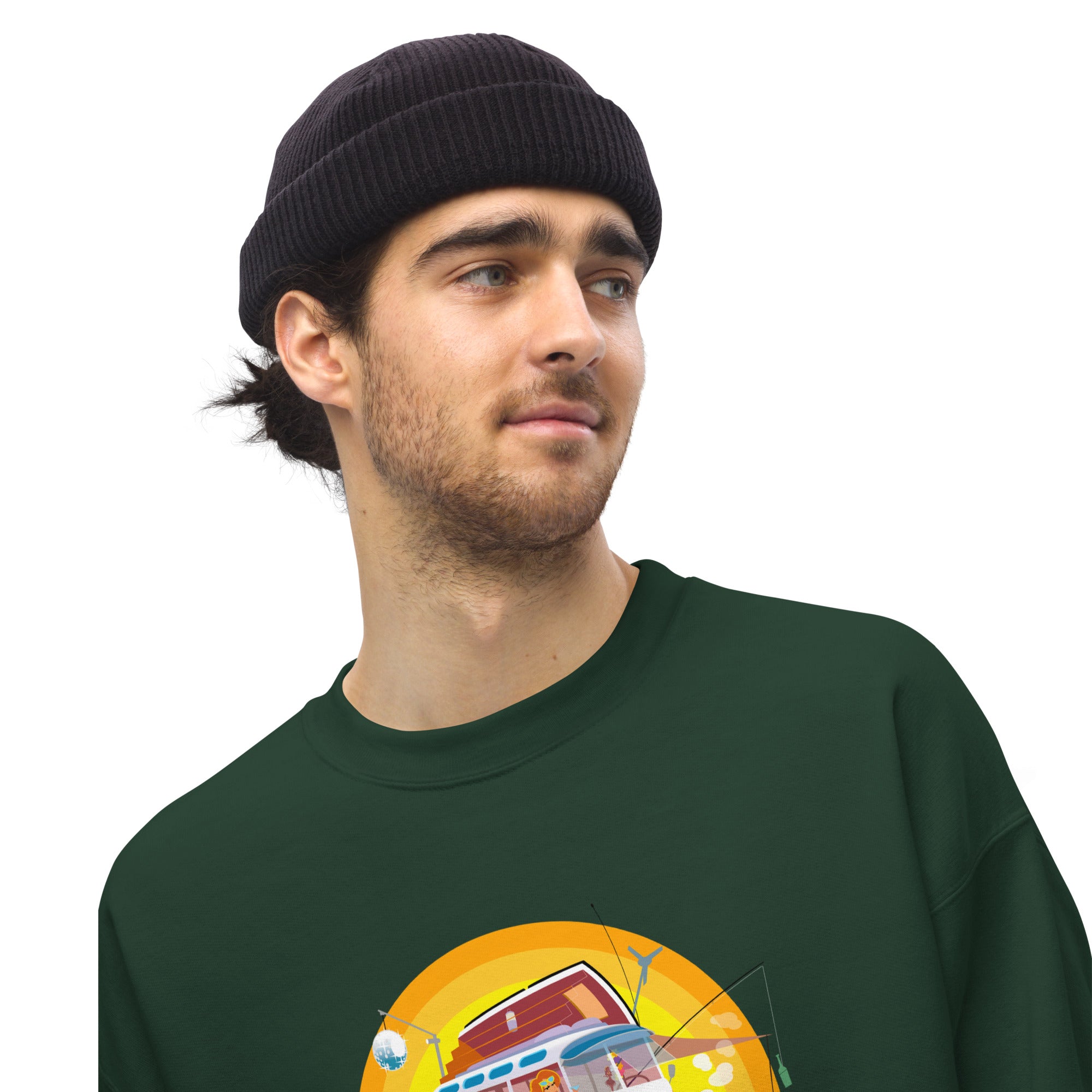 Sweat Unisexe à Col Rond Ultra Combi Home is where you park it sur couleurs foncées