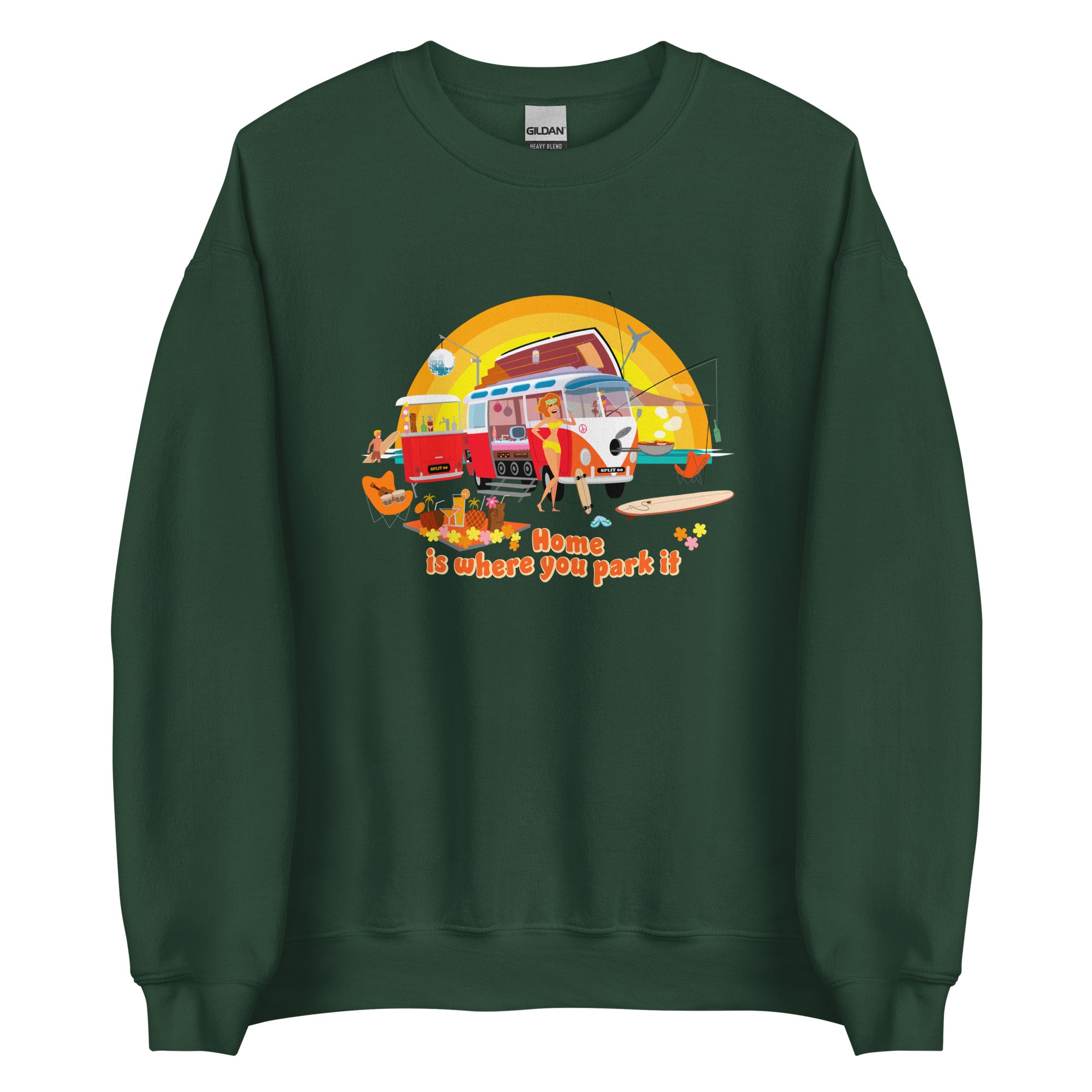 Sweat Unisexe à Col Rond Ultra Combi Home is where you park it sur couleurs foncées