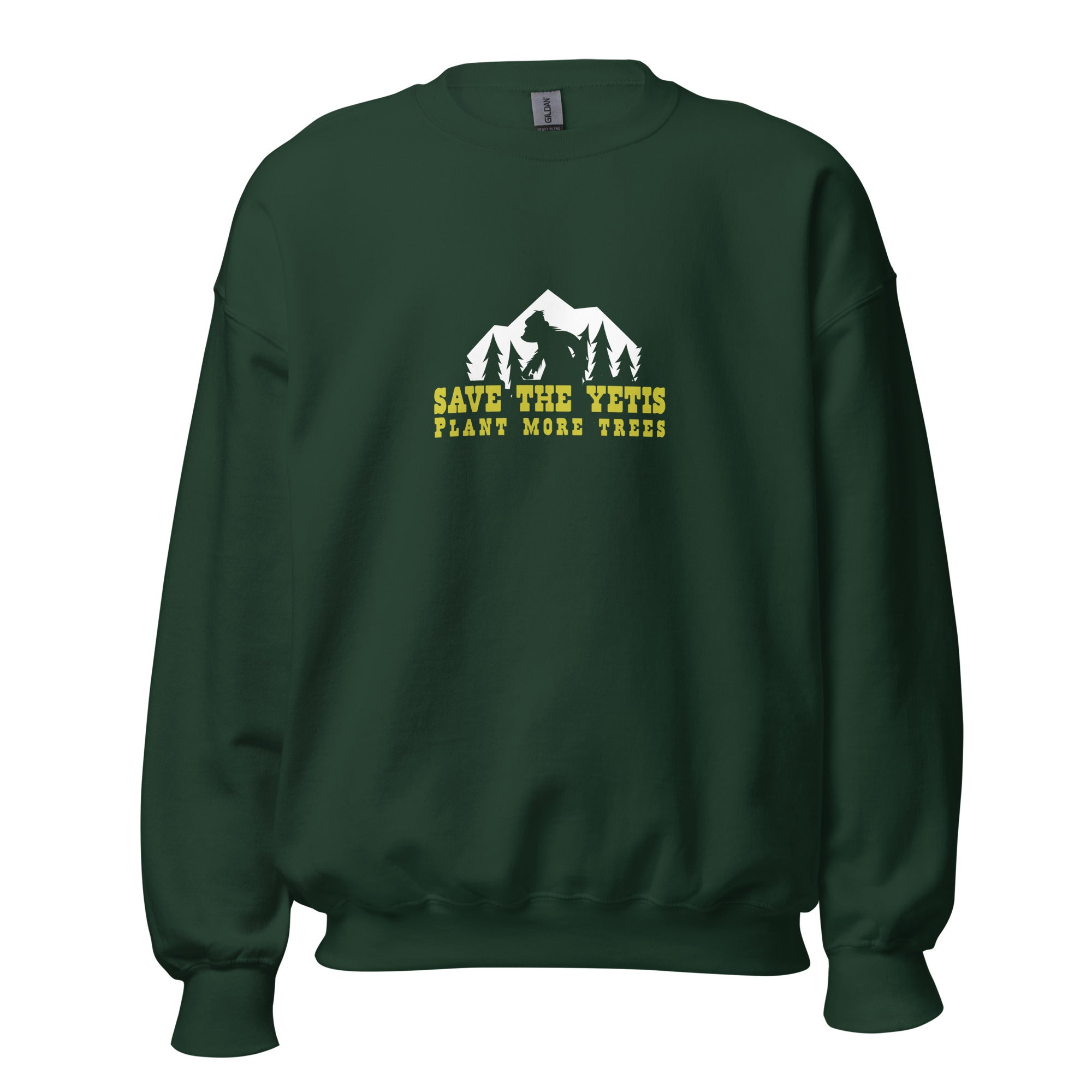 Unisex Sweatshirt Save the Yetis, Plant more Trees on dark colors