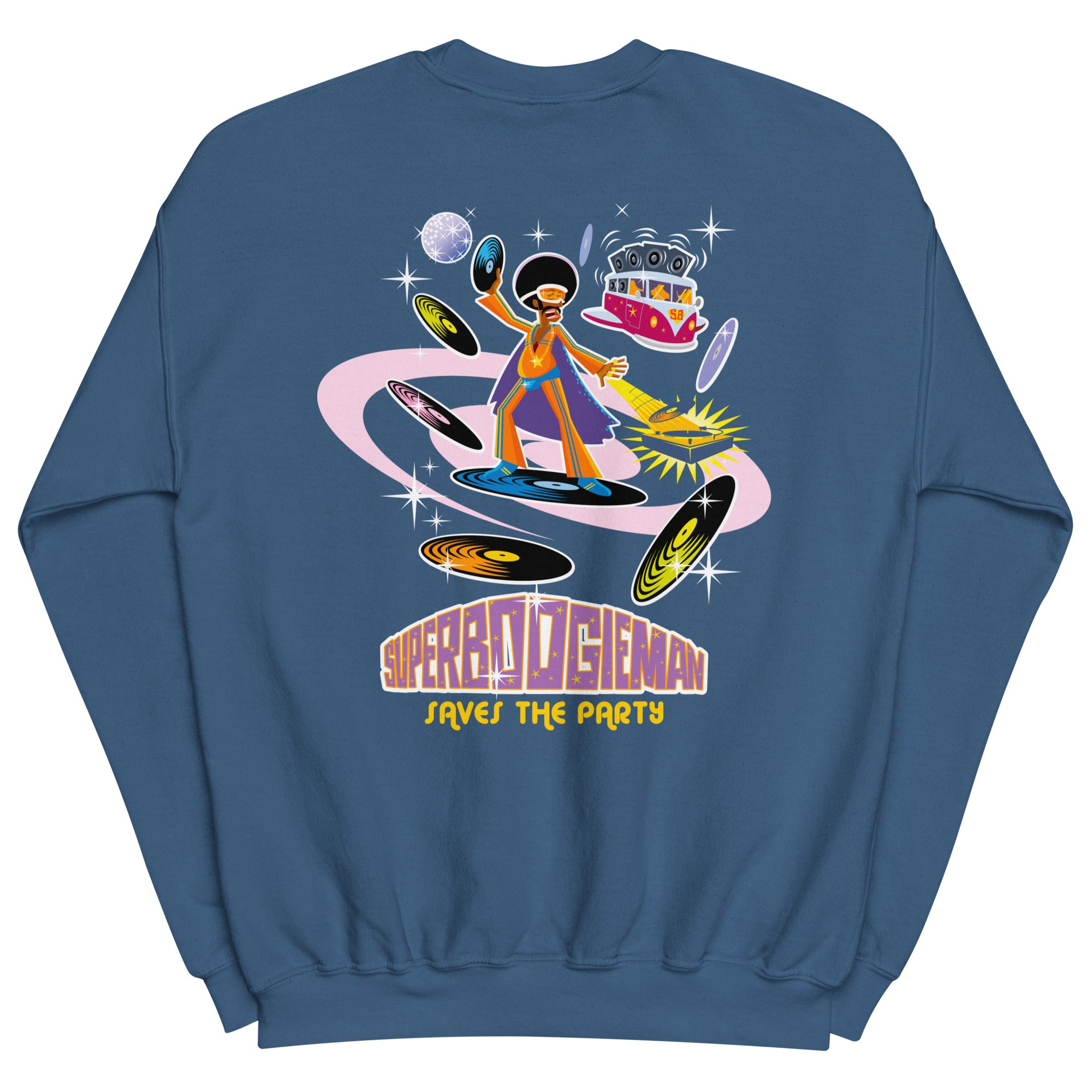 Sweat Unisexe à Col Rond Superboogieman sur couleurs foncées (face & dos)