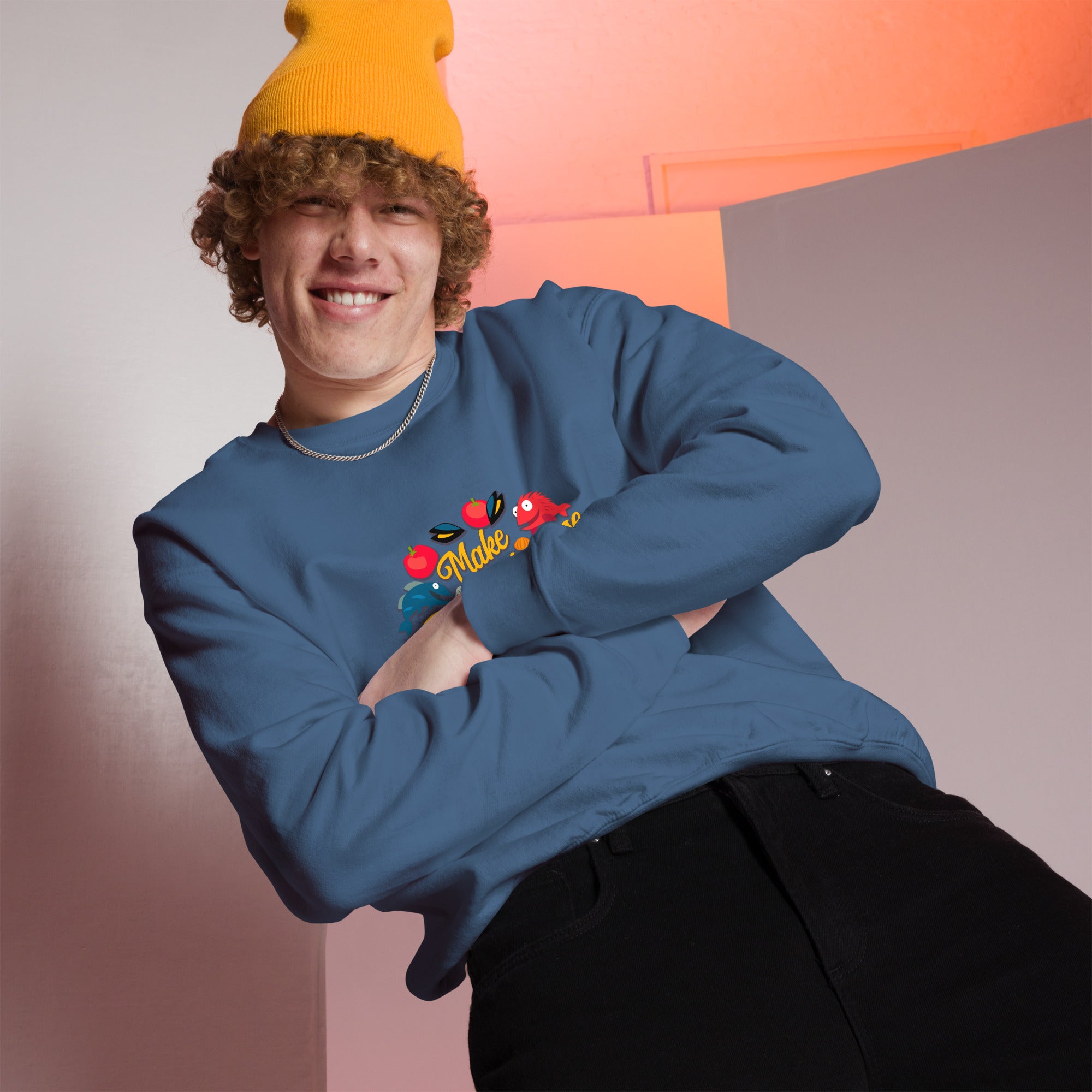 Unisex Sweatshirt Make Bouillabaisse Not War on dark colors