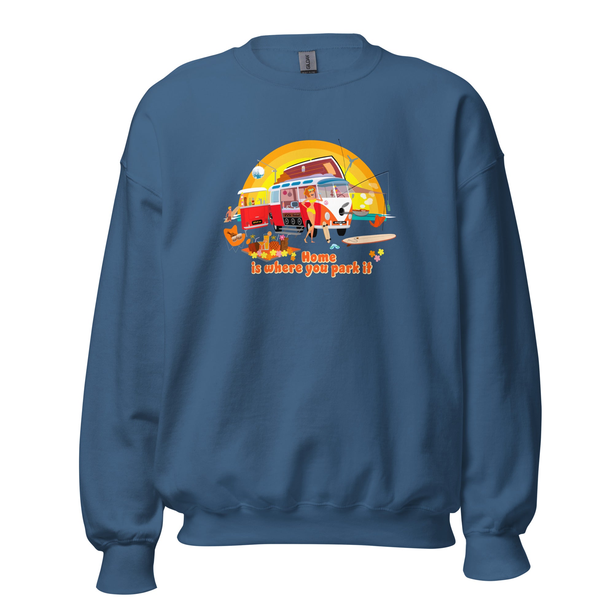Sweat Unisexe à Col Rond Ultra Combi Home is where you park it sur couleurs foncées