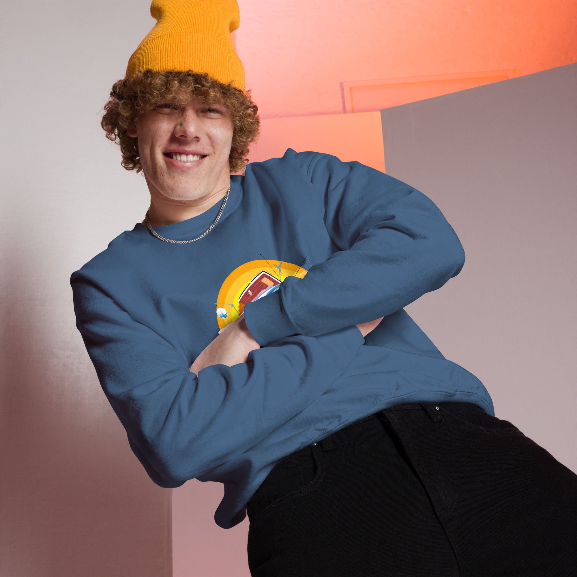 Sweat Unisexe à Col Rond Ultra Combi Home is where you park it sur couleurs foncées