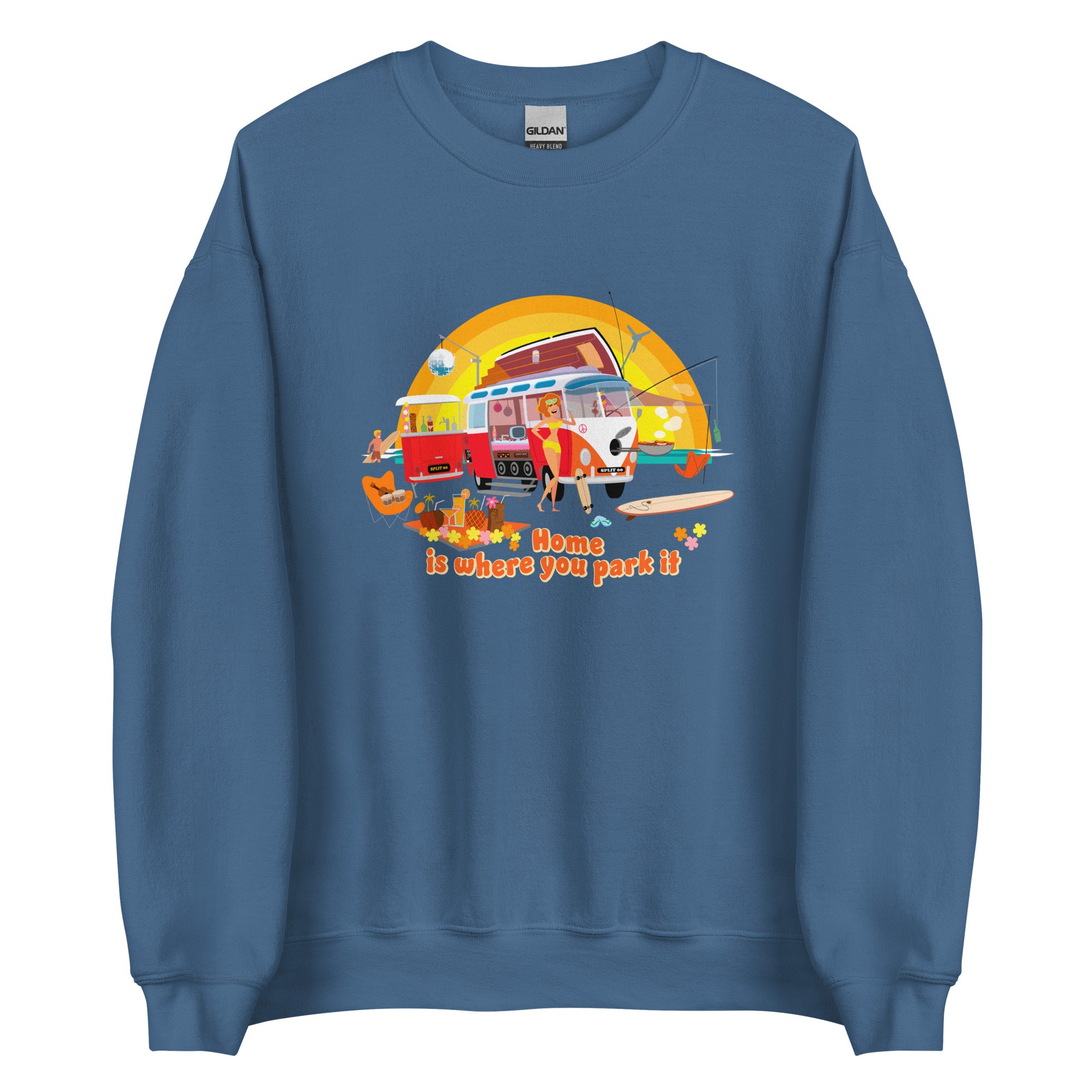 Sweat Unisexe à Col Rond Ultra Combi Home is where you park it sur couleurs foncées