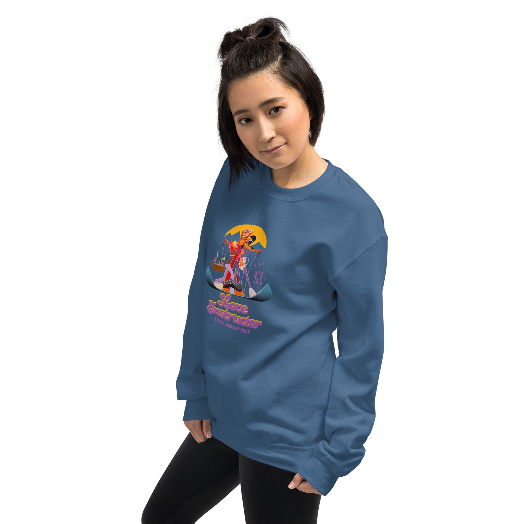 Sweat Unisexe à Col Rond Love Instructor First Lesson free sur couleurs foncées