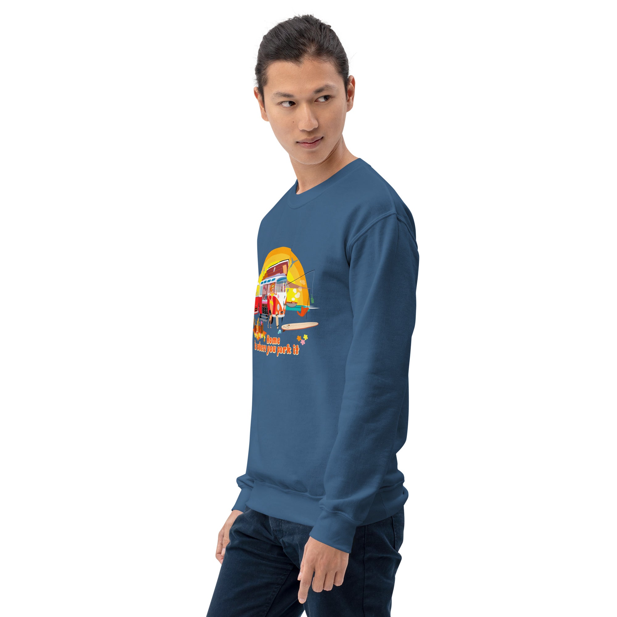 Sweat Unisexe à Col Rond Ultra Combi Home is where you park it sur couleurs foncées