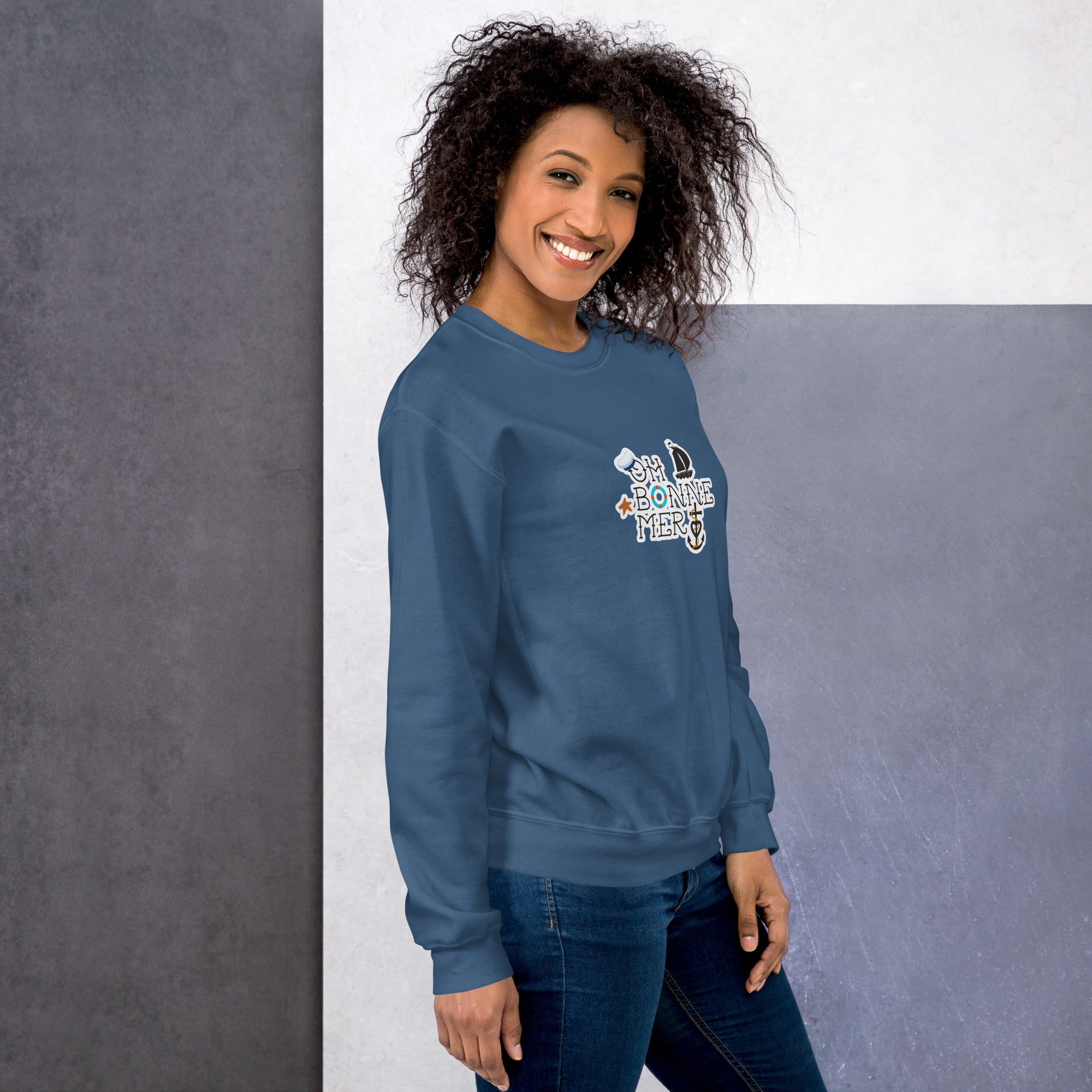 Sweat Unisexe à Col Rond Oh Bonne Mer 3 sur couleurs foncées