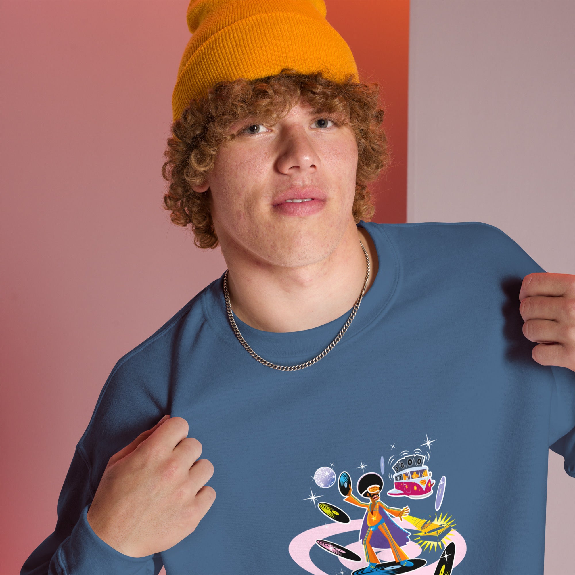 Sweat Unisexe à Col Rond Superboogieman sur couleurs foncées (face & dos)