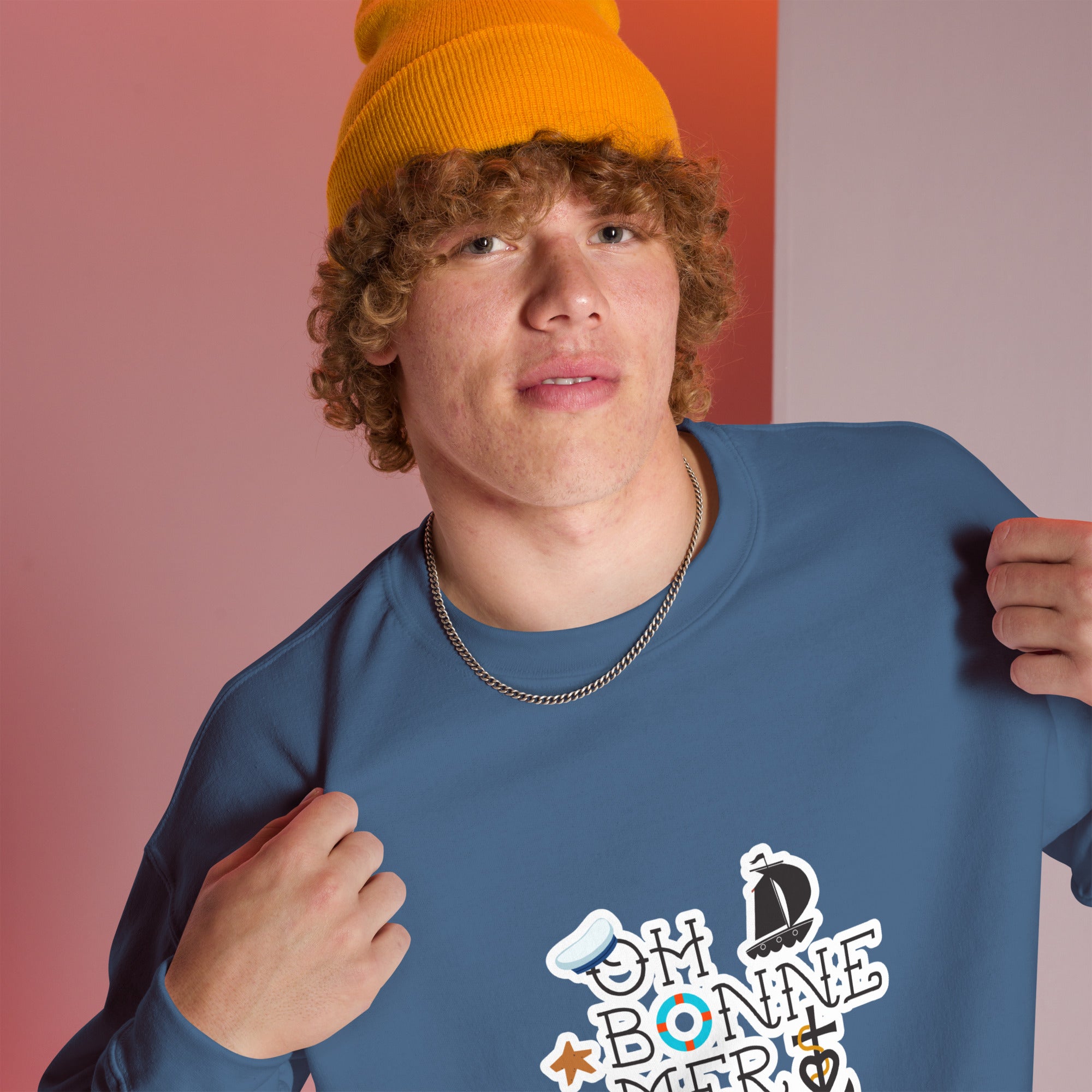 Sweat Unisexe à Col Rond Oh Bonne Mer 3 sur couleurs foncées