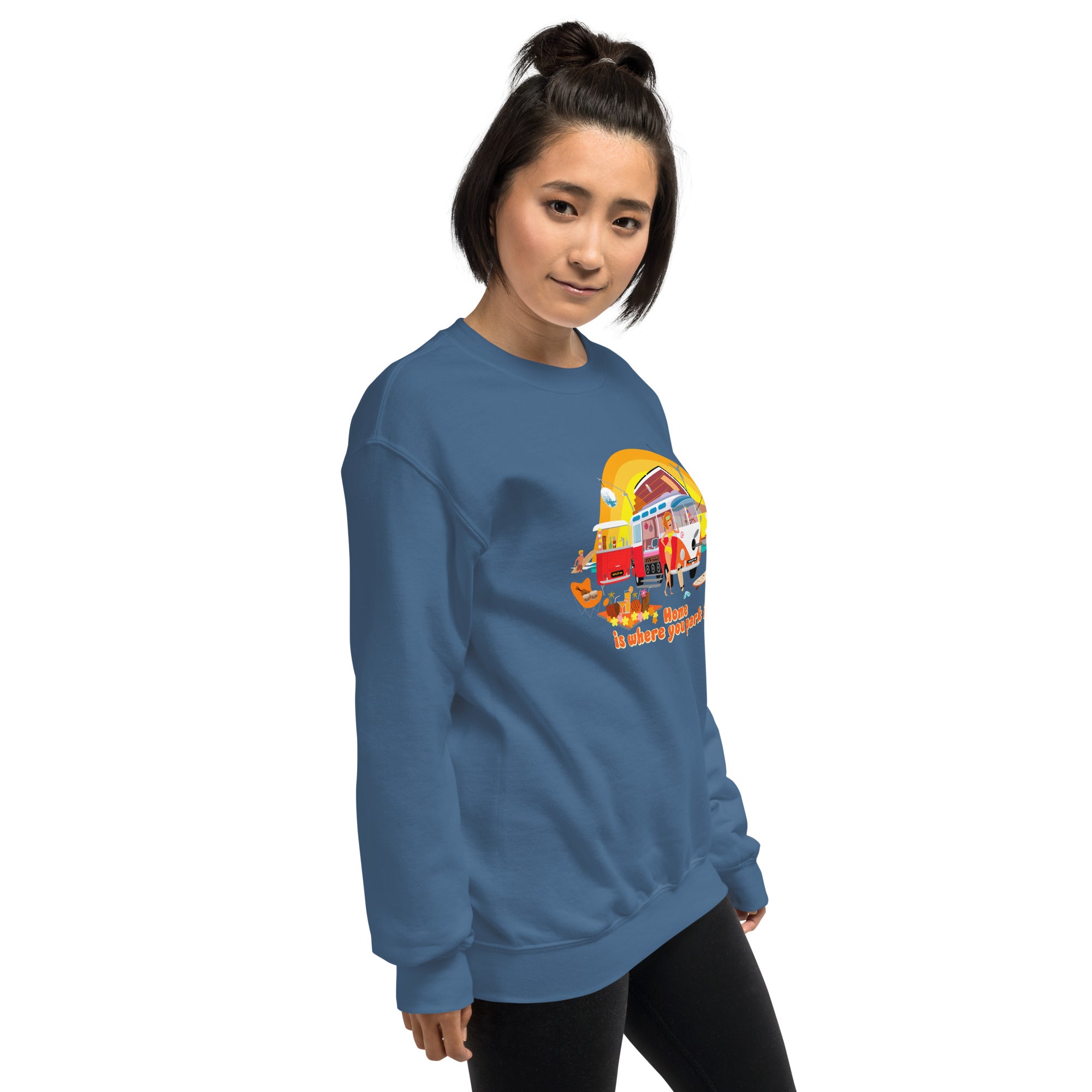 Sweat Unisexe à Col Rond Ultra Combi Home is where you park it sur couleurs foncées