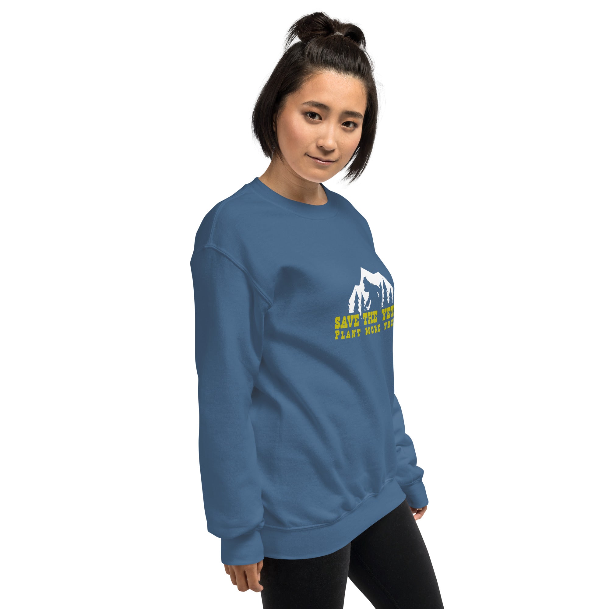 Unisex Sweatshirt Save the Yetis, Plant more Trees on dark colors