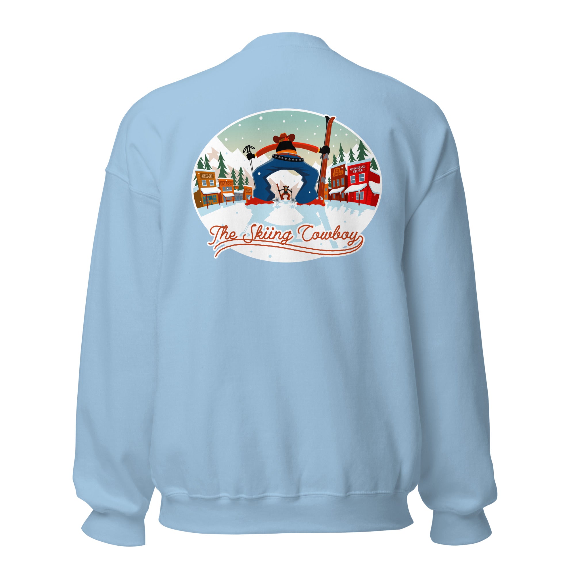 Sweat Unisexe à Col Rond Ski Fight at OK Corral sur couleurs claires (face & dos)
