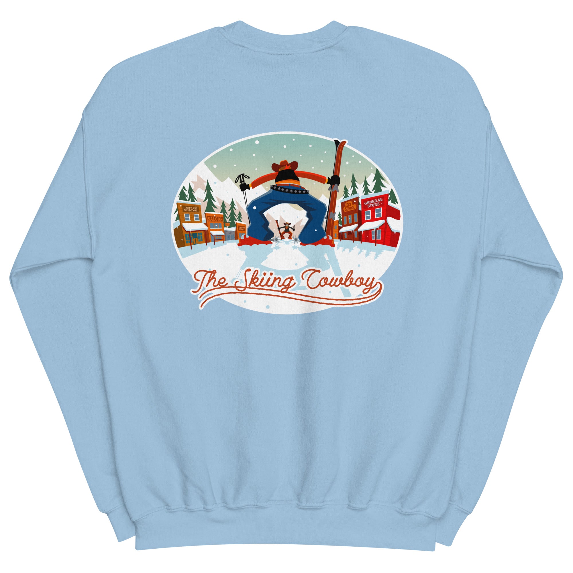 Sweat Unisexe à Col Rond Ski Fight at OK Corral sur couleurs claires (face & dos)