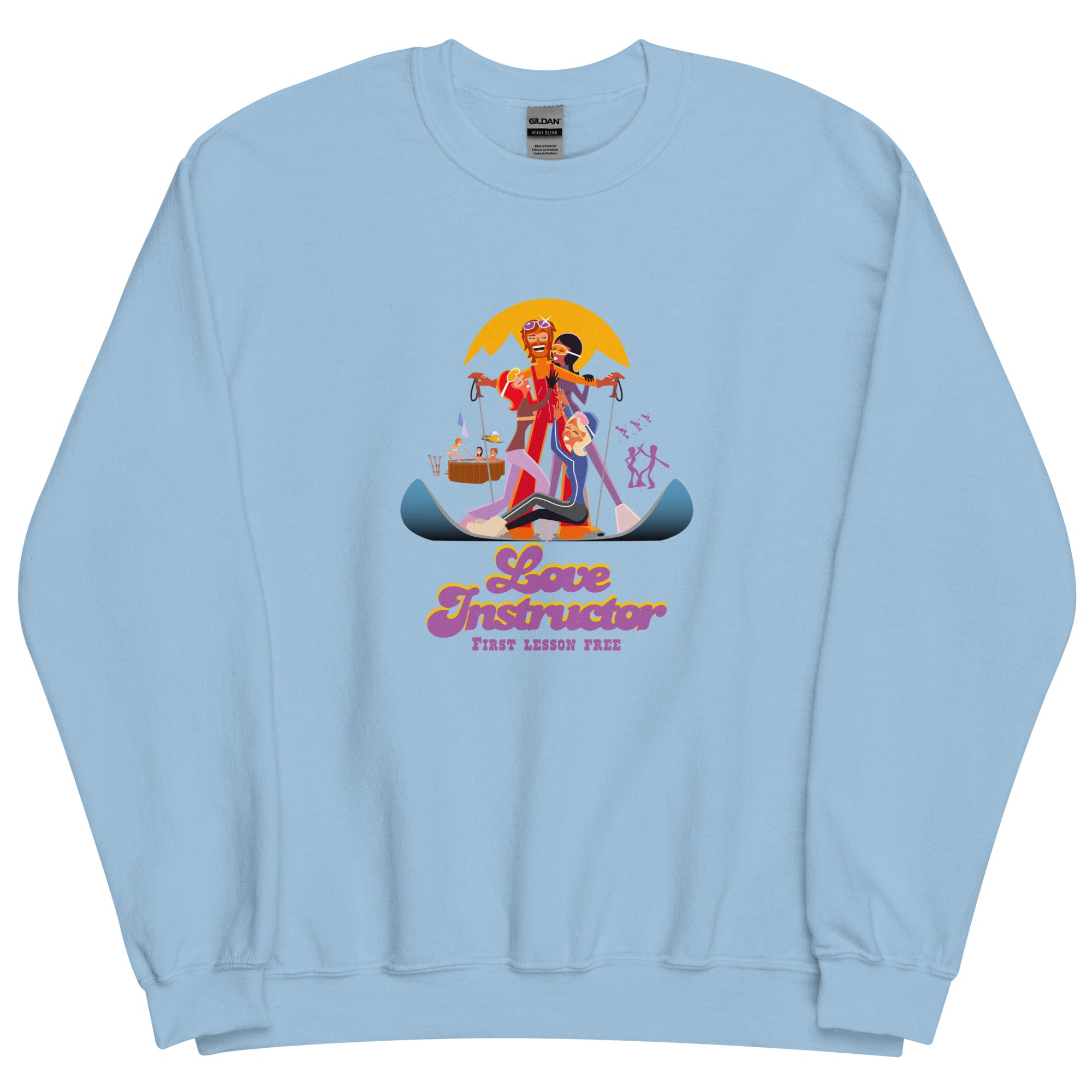 Sweat Unisexe à Col Rond Love Instructor First Lesson free sur couleurs claires