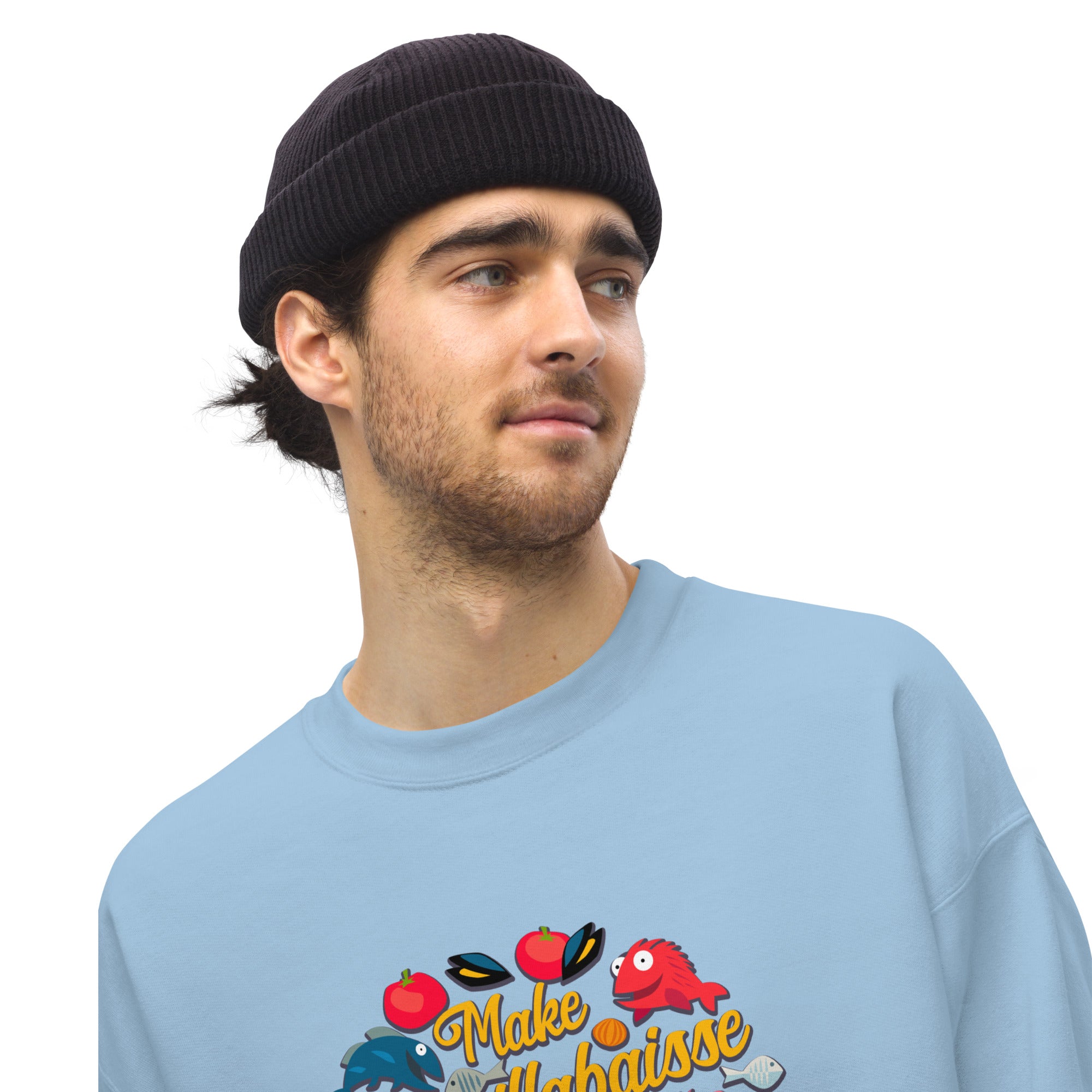 Sweat Unisexe à Col Rond Make Bouillabaisse Not War sur couleurs claires