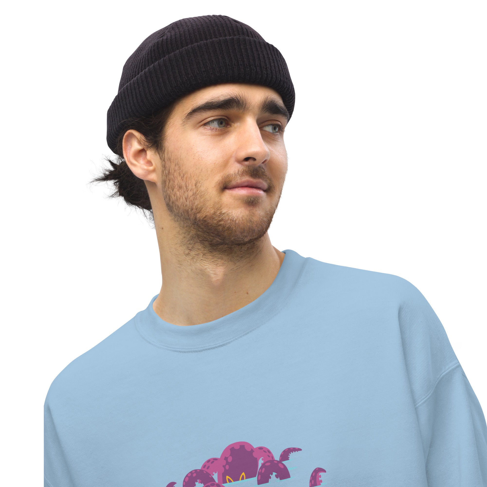 Sweat Unisexe à Col Rond Octopus Purple sur couleurs claires
