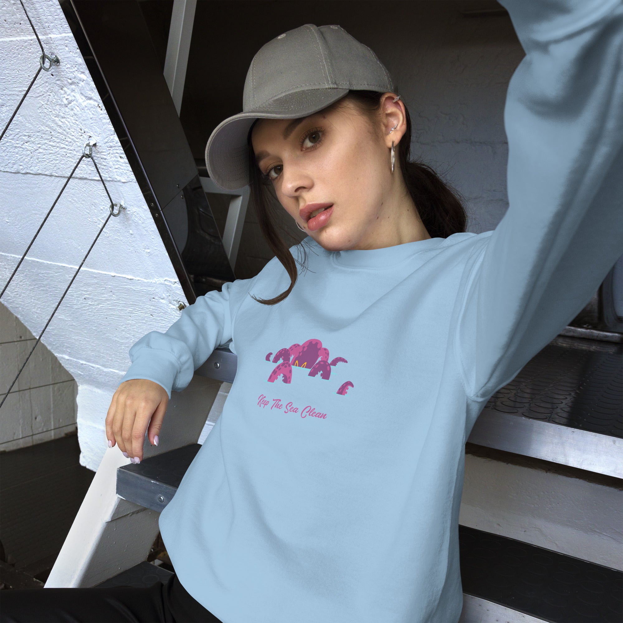 Sweat Unisexe à Col Rond Octopus Purple sur couleurs claires