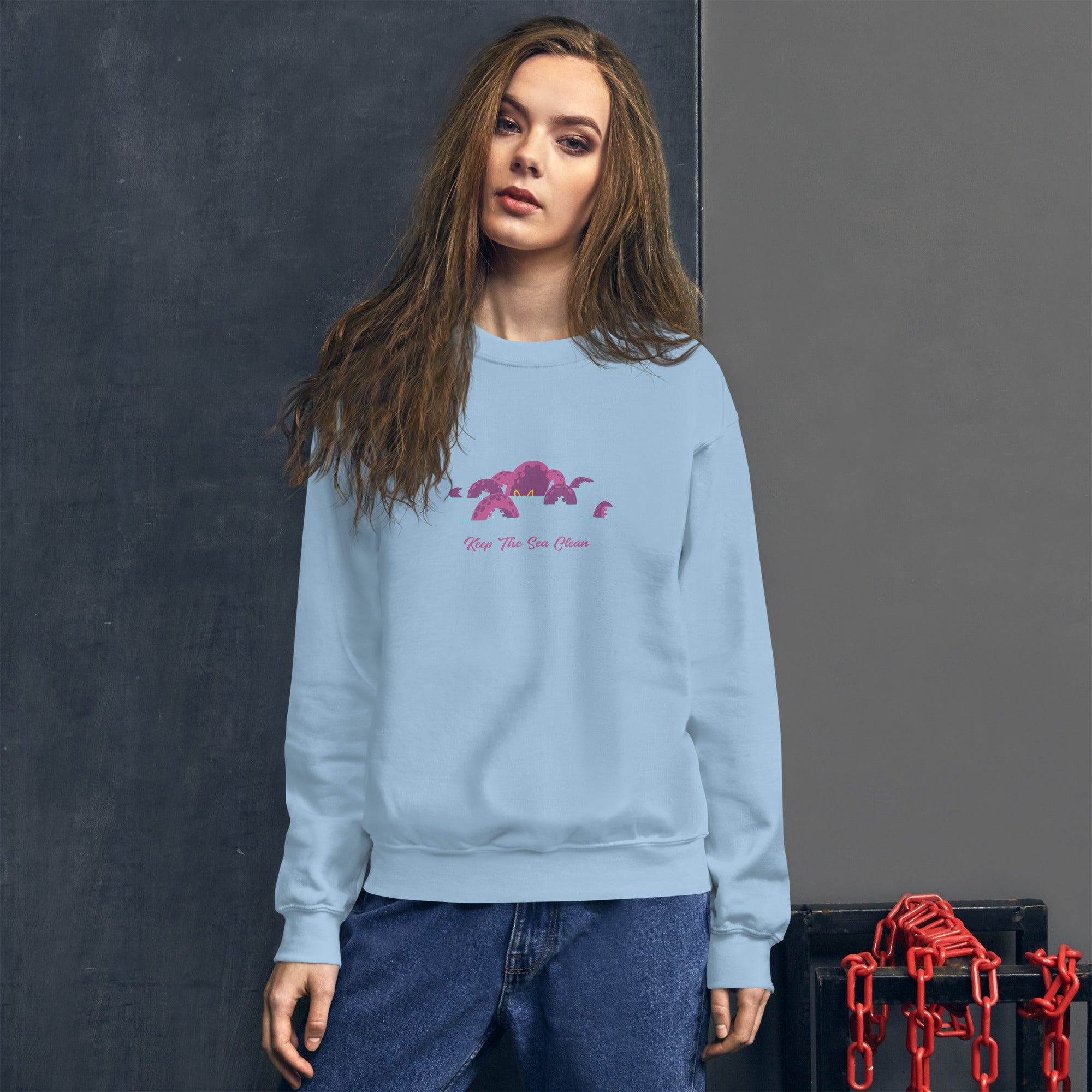 Sweat Unisexe à Col Rond Octopus Purple sur couleurs claires