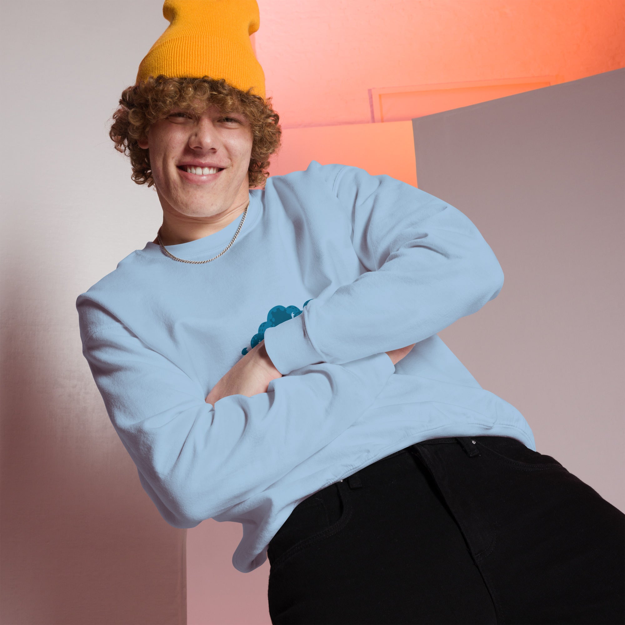 Sweat Unisexe à Col Rond Octopus Blue sur couleurs claires