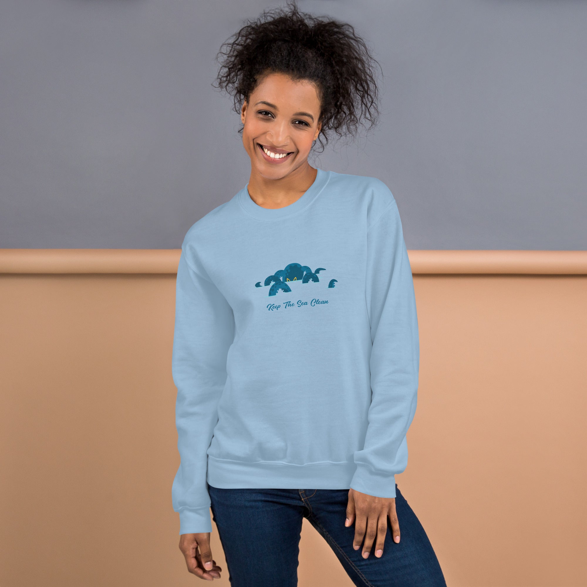Sweat Unisexe à Col Rond Octopus Blue sur couleurs claires