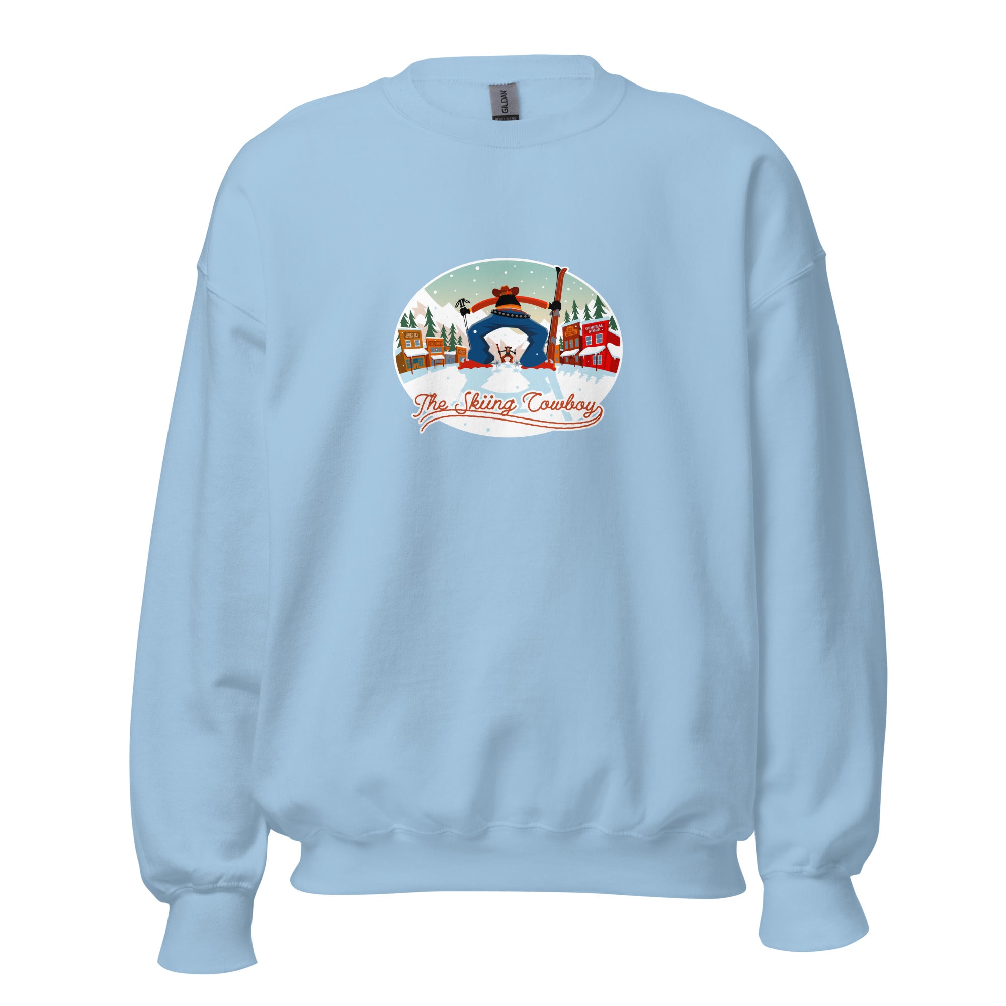 Sweat Unisexe à Col Rond Ski Fight at OK Corral sur couleurs claires (face & dos)