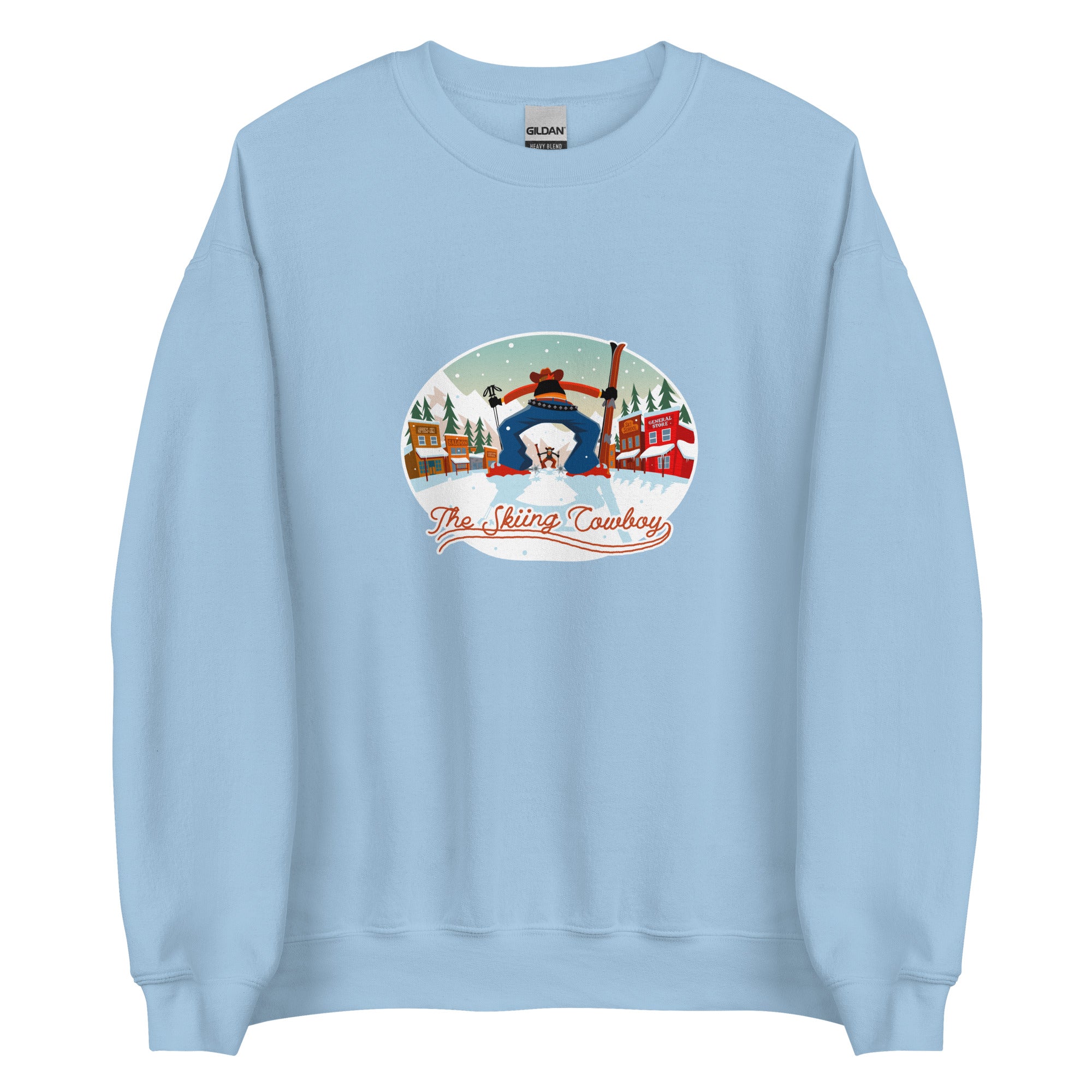 Sweat Unisexe à Col Rond Ski Fight at OK Corral sur couleurs claires (face & dos)
