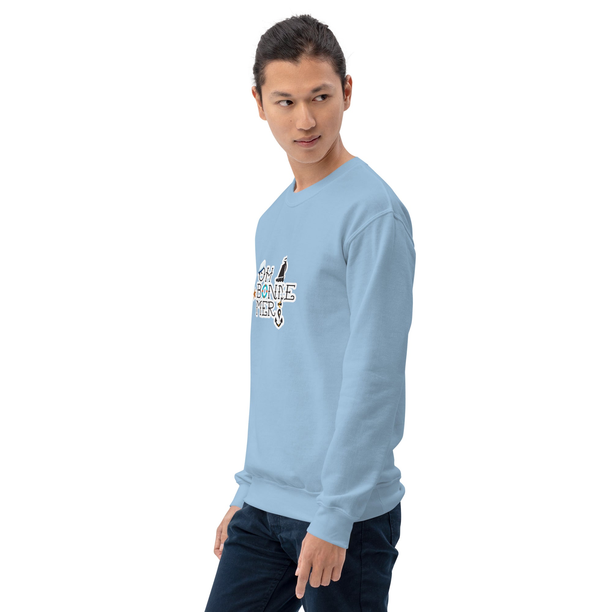Sweat Unisexe à Col Rond Oh Bonne Mer 3 sur couleurs claires