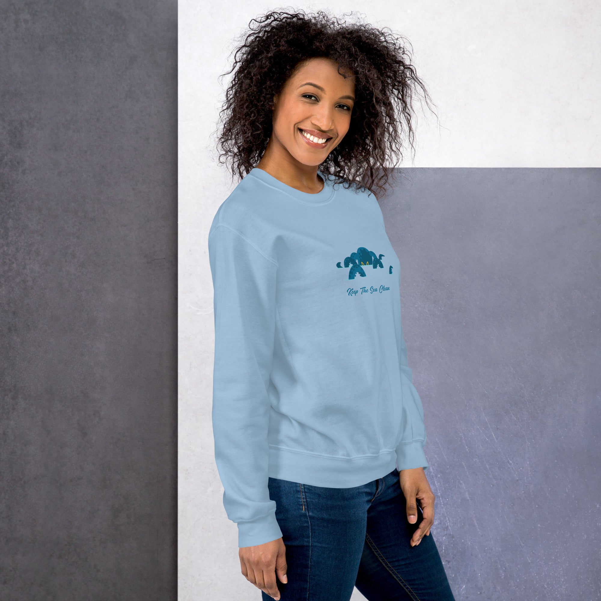Sweat Unisexe à Col Rond Octopus Blue sur couleurs claires