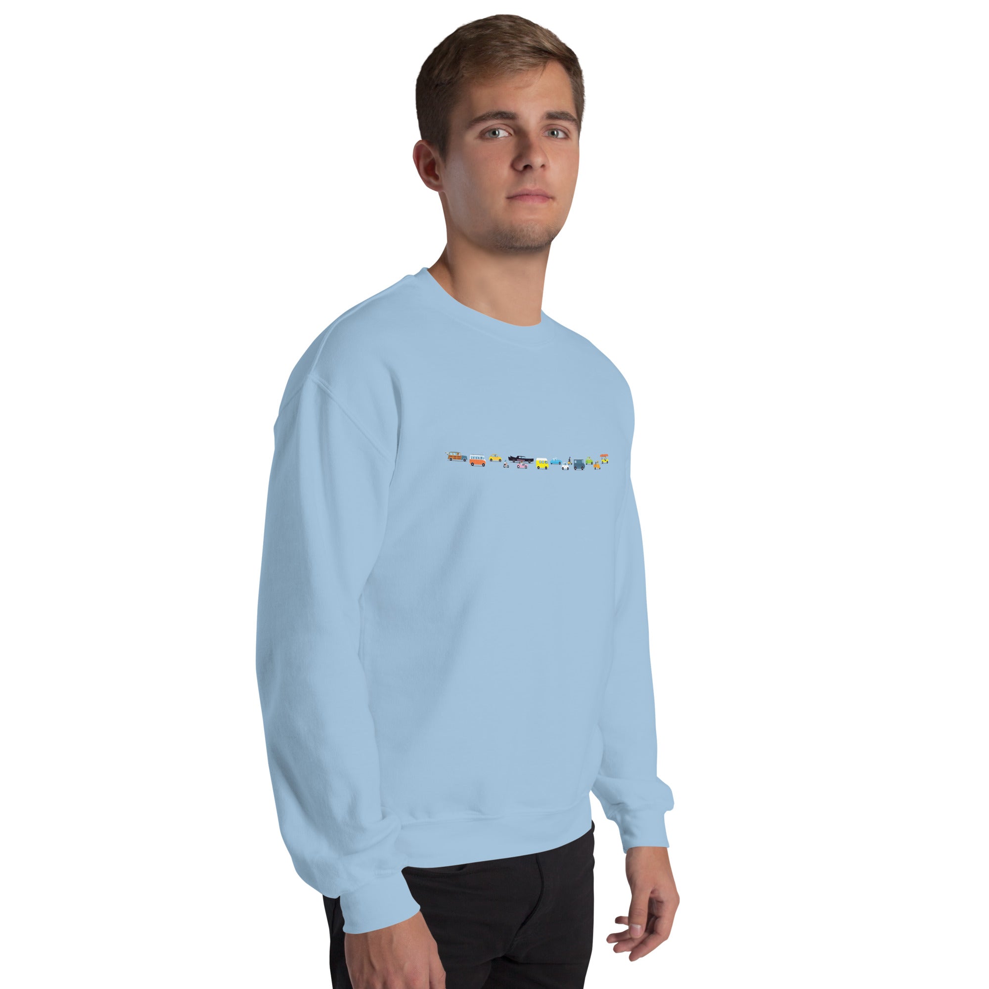 Sweat Unisexe à Col Rond Vintage Cars Traffic Jam sur couleurs claires