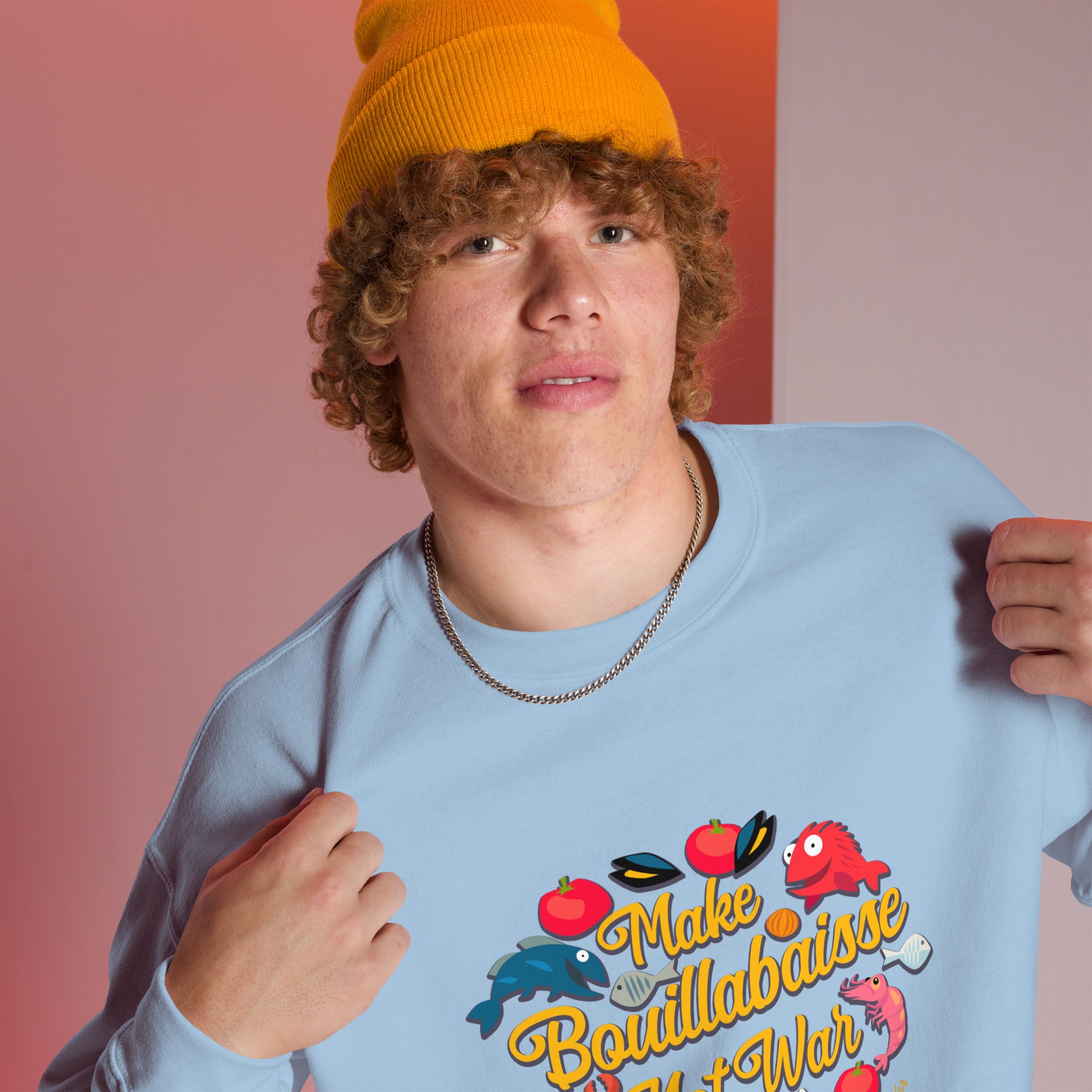 Sweat Unisexe à Col Rond Make Bouillabaisse Not War sur couleurs claires